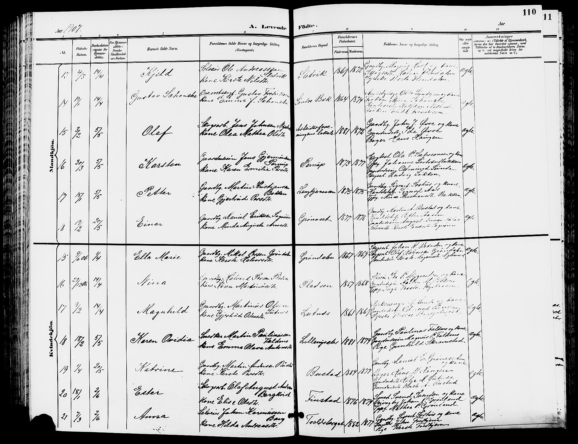 Trysil prestekontor, AV/SAH-PREST-046/H/Ha/Hab/L0006: Klokkerbok nr. 6, 1896-1912, s. 110