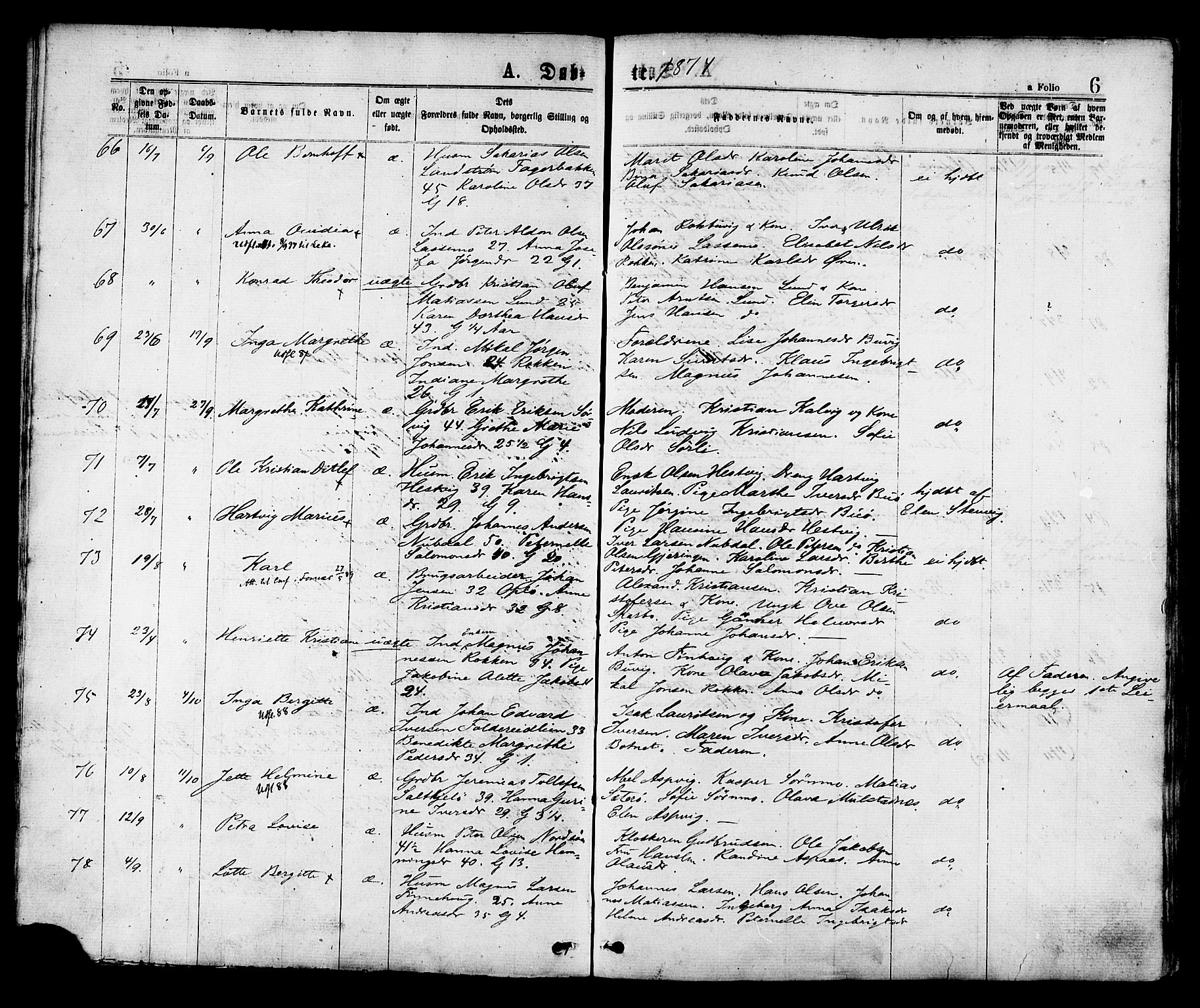 Ministerialprotokoller, klokkerbøker og fødselsregistre - Nord-Trøndelag, SAT/A-1458/780/L0642: Ministerialbok nr. 780A07 /1, 1874-1885, s. 6