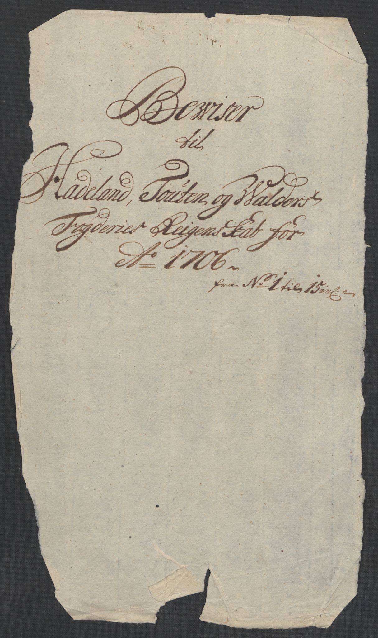 Rentekammeret inntil 1814, Reviderte regnskaper, Fogderegnskap, RA/EA-4092/R18/L1304: Fogderegnskap Hadeland, Toten og Valdres, 1706, s. 14