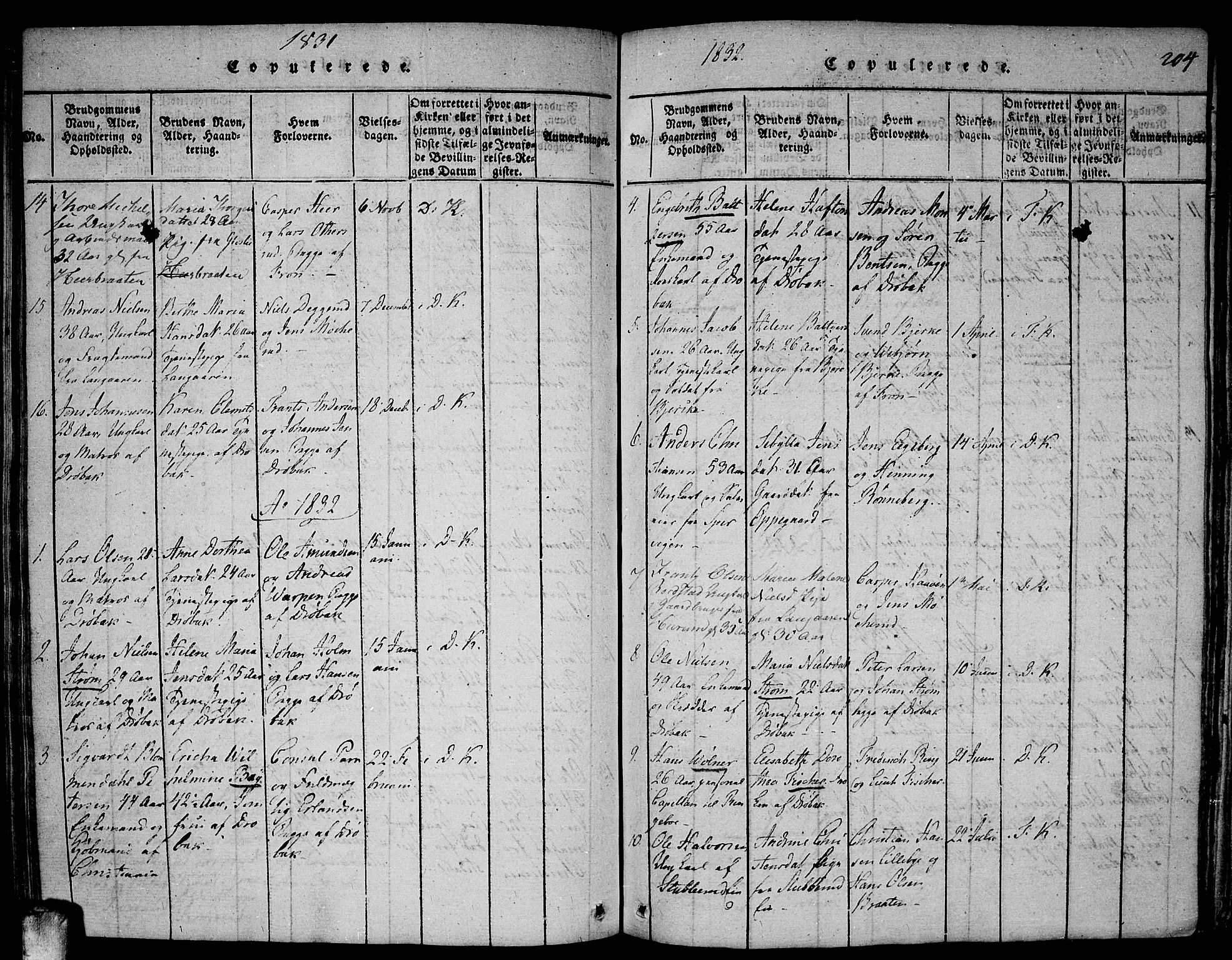 Drøbak prestekontor Kirkebøker, AV/SAO-A-10142a/F/Fa/L0001: Ministerialbok nr. I 1, 1816-1842, s. 204