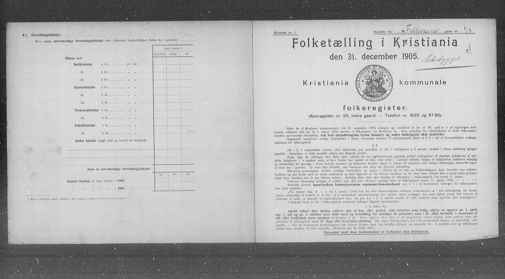 OBA, Kommunal folketelling 31.12.1905 for Kristiania kjøpstad, 1905, s. 12487