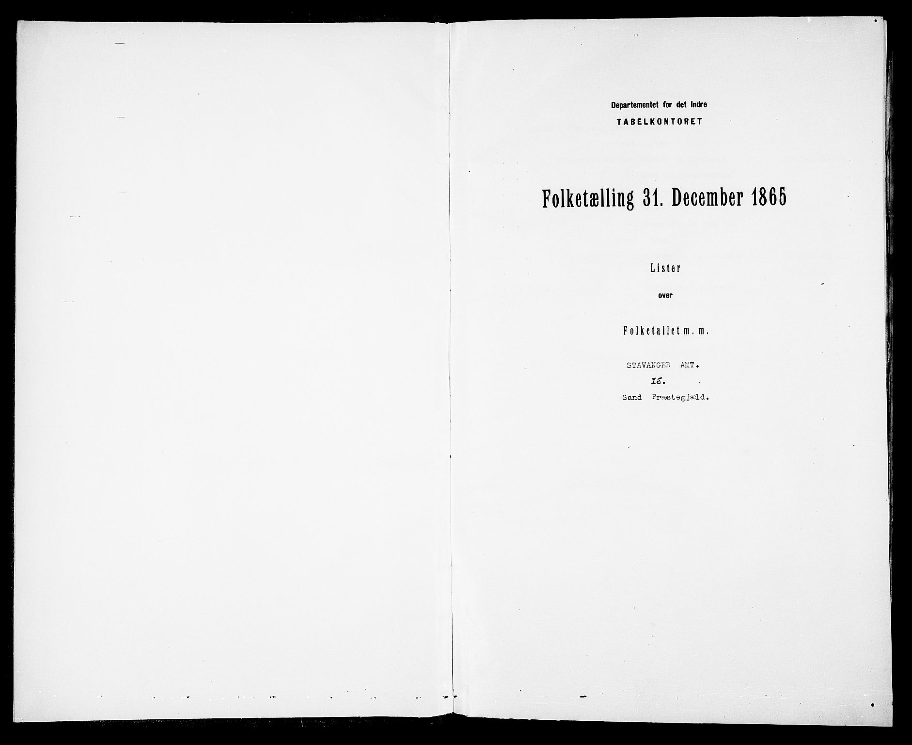 RA, Folketelling 1865 for 1136P Sand prestegjeld, 1865, s. 3