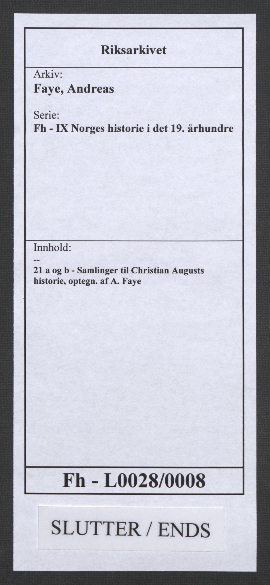 Faye, Andreas, AV/RA-PA-0015/F/Fh/L0028/0008: -- / Samlinger til Christian Augusts historie, optegn. af A. Faye, s. 65