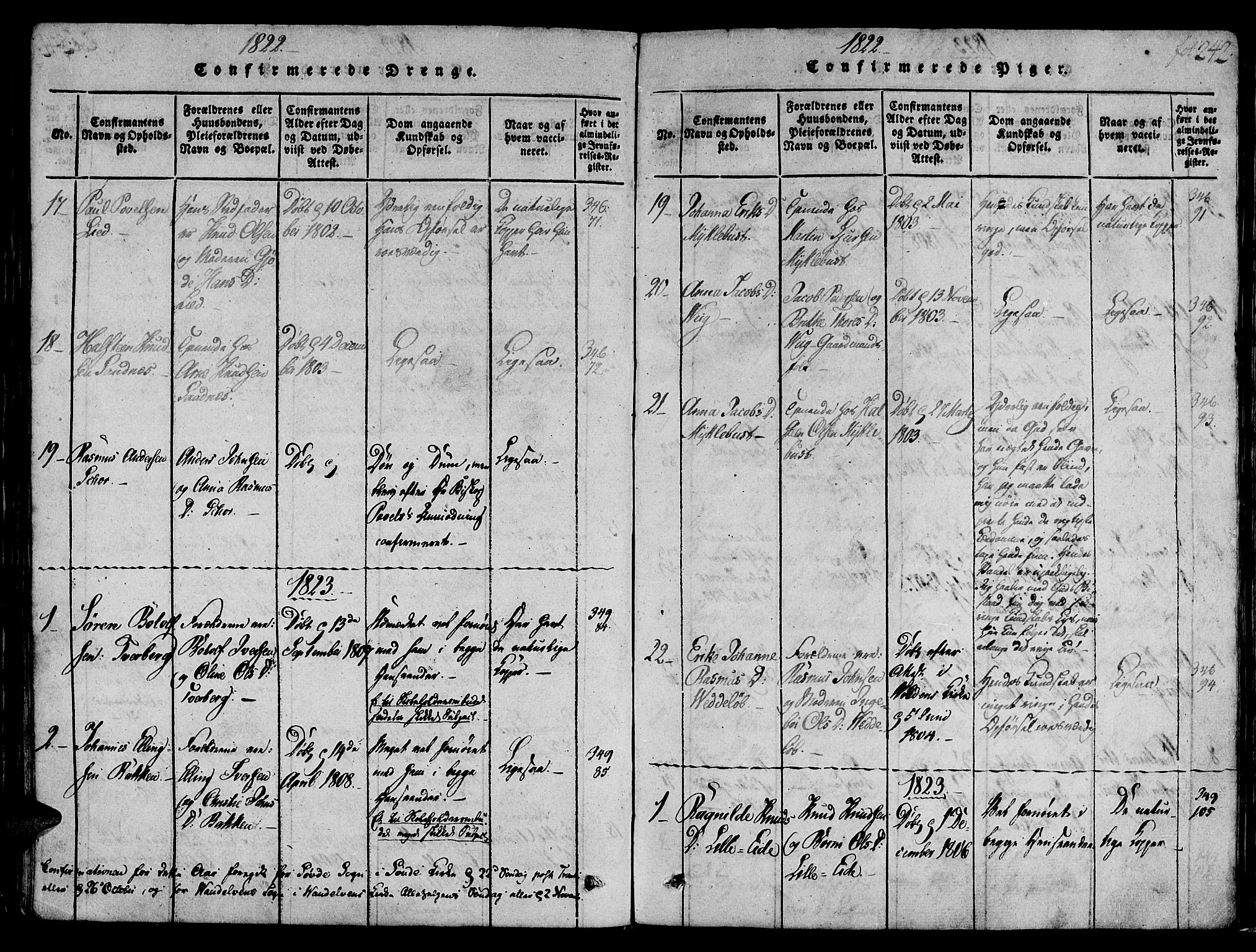 Ministerialprotokoller, klokkerbøker og fødselsregistre - Møre og Romsdal, SAT/A-1454/501/L0004: Ministerialbok nr. 501A04, 1816-1831, s. 242