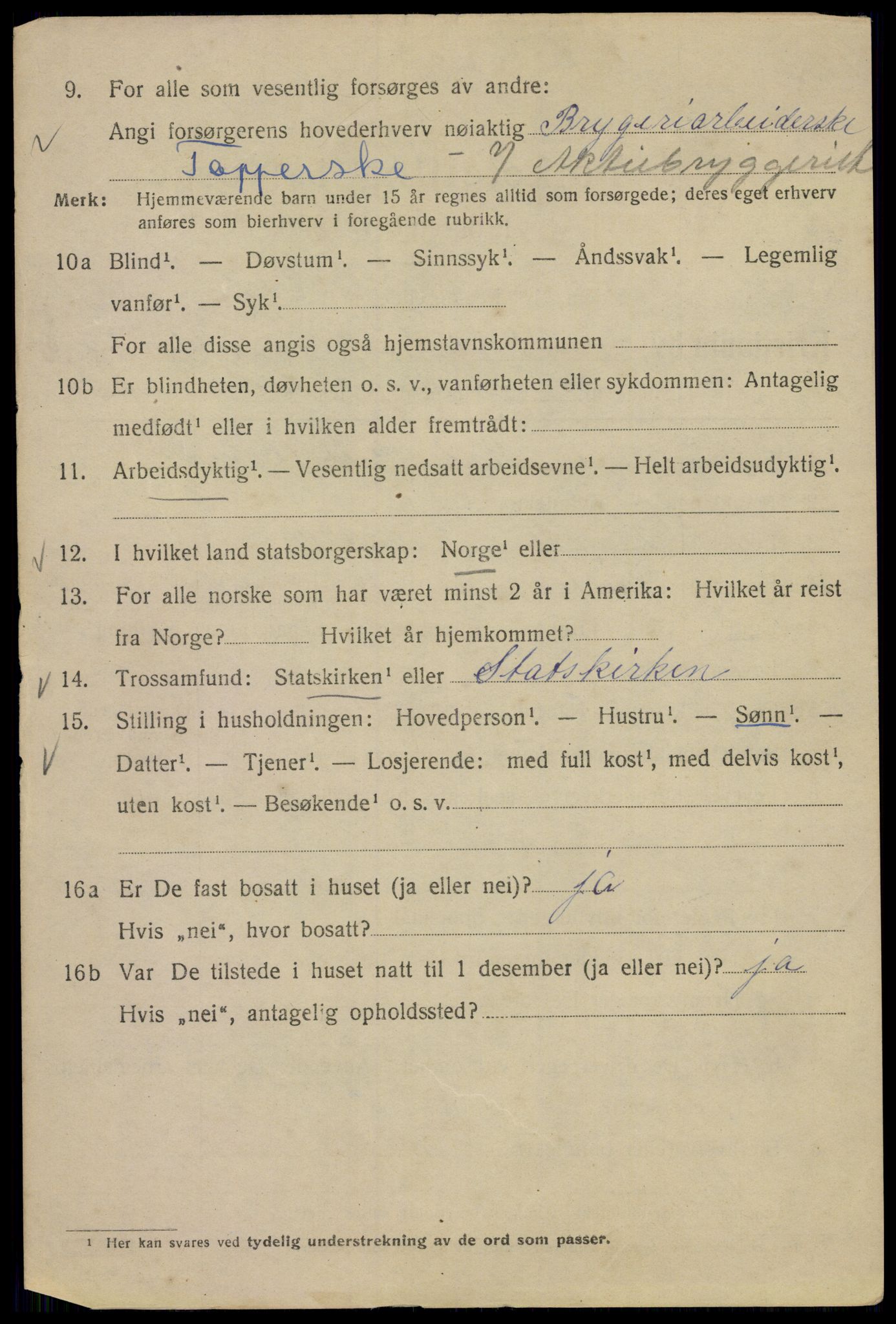 SAO, Folketelling 1920 for 0301 Kristiania kjøpstad, 1920, s. 422108