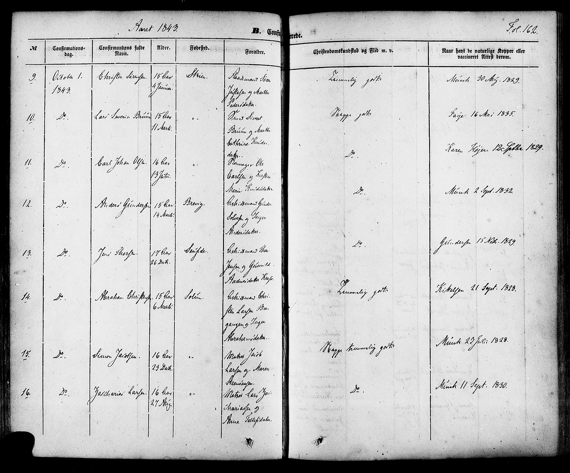 Skien kirkebøker, SAKO/A-302/F/Fa/L0006a: Ministerialbok nr. 6A, 1843-1856, s. 162