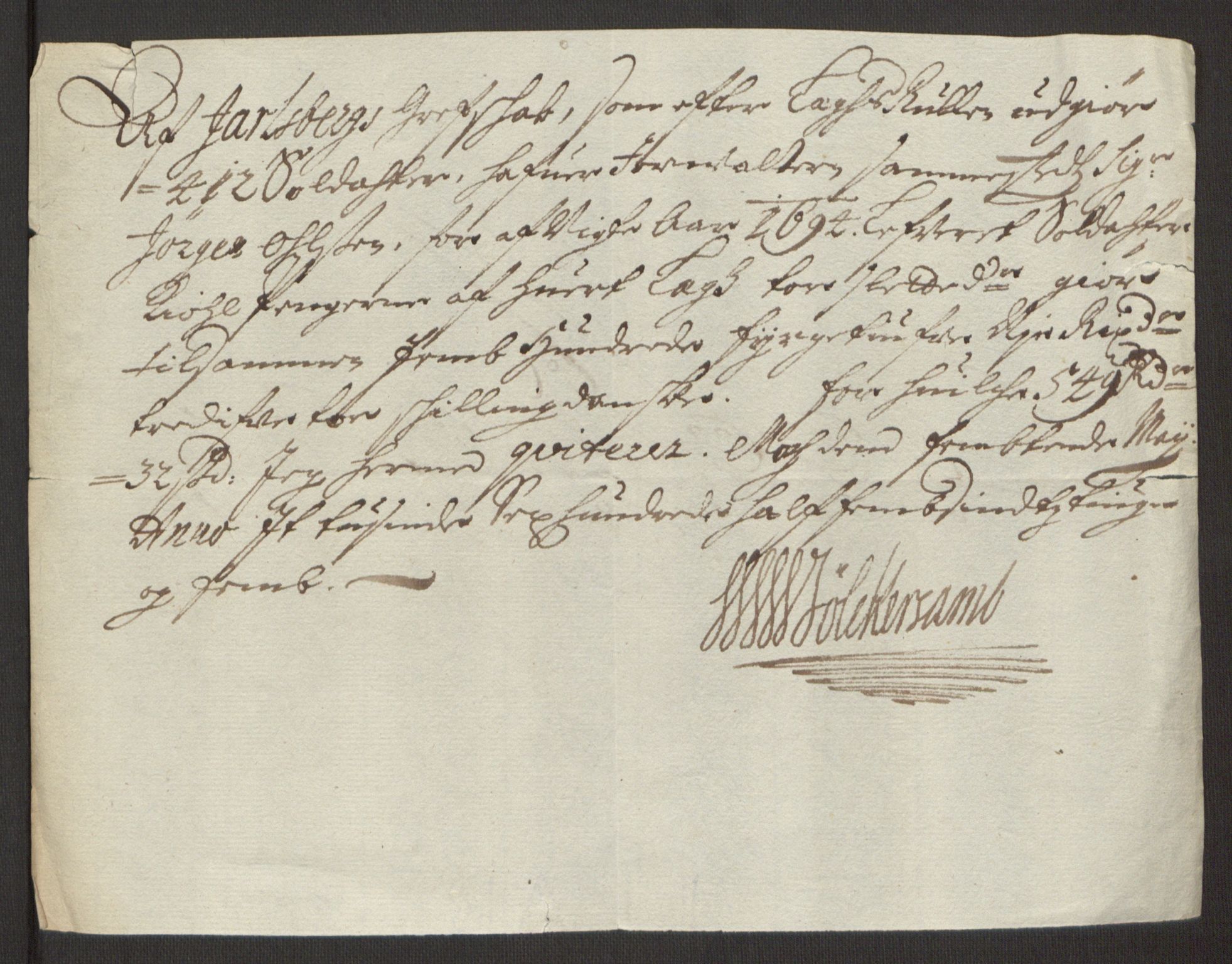Rentekammeret inntil 1814, Reviderte regnskaper, Fogderegnskap, RA/EA-4092/R32/L1867: Fogderegnskap Jarlsberg grevskap, 1694-1696, s. 78