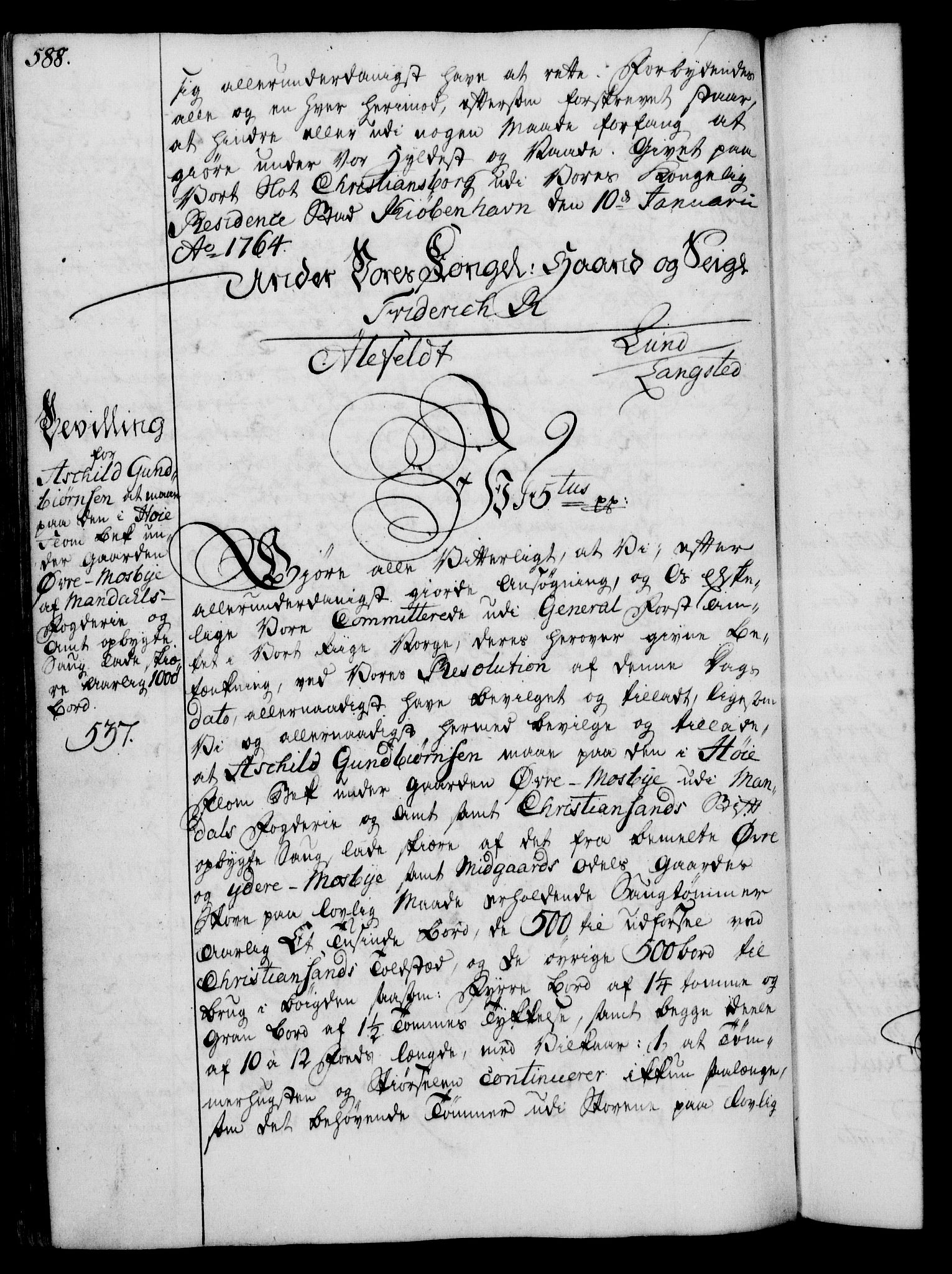 Rentekammeret, Kammerkanselliet, RA/EA-3111/G/Gg/Gga/L0007: Norsk ekspedisjonsprotokoll med register (merket RK 53.7), 1759-1768, s. 588