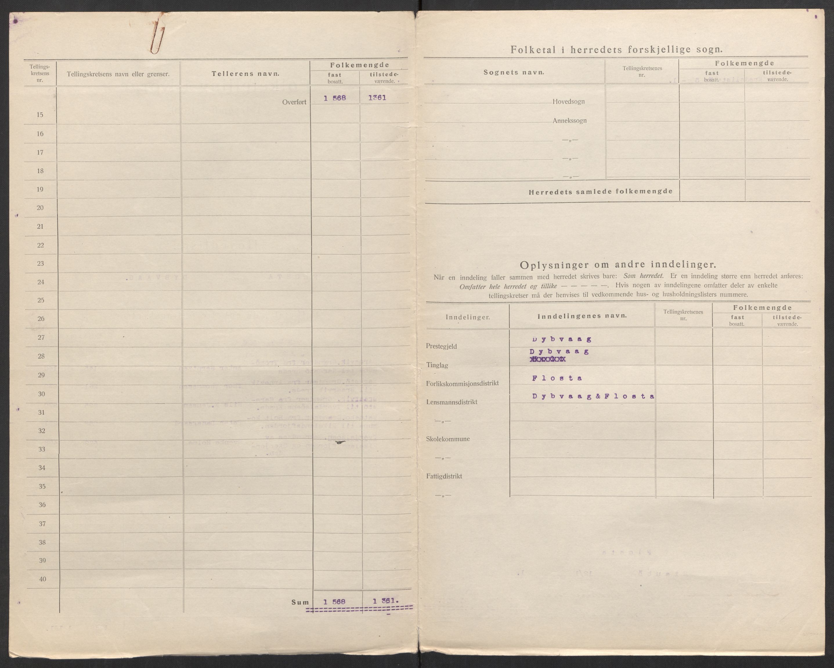 SAK, Folketelling 1920 for 0916 Flosta herred, 1920, s. 4