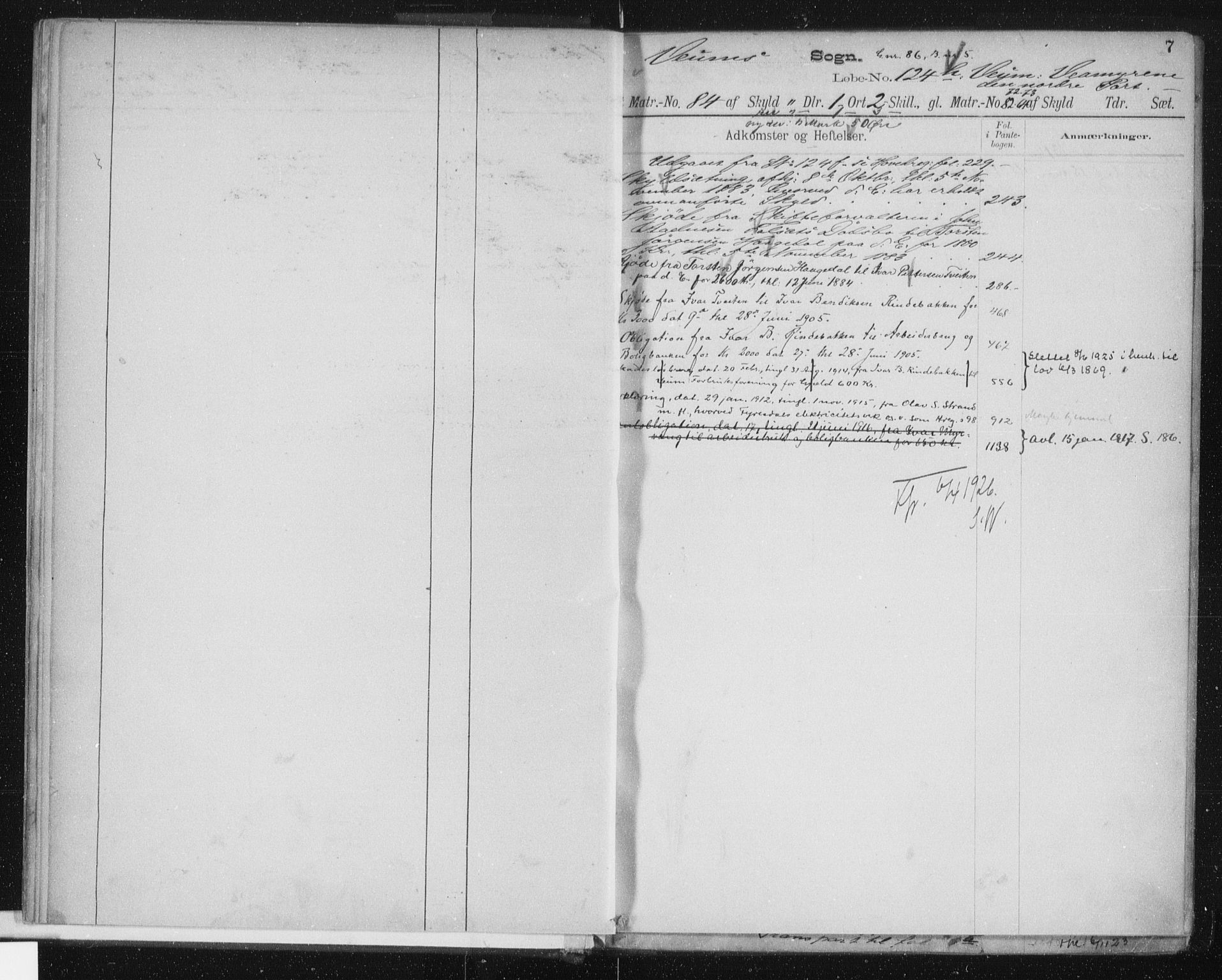 Vest-Telemark sorenskriveri, AV/SAKO-A-134/G/Gb/Gbb/L0002: Panteregister nr. II 2, s. 7