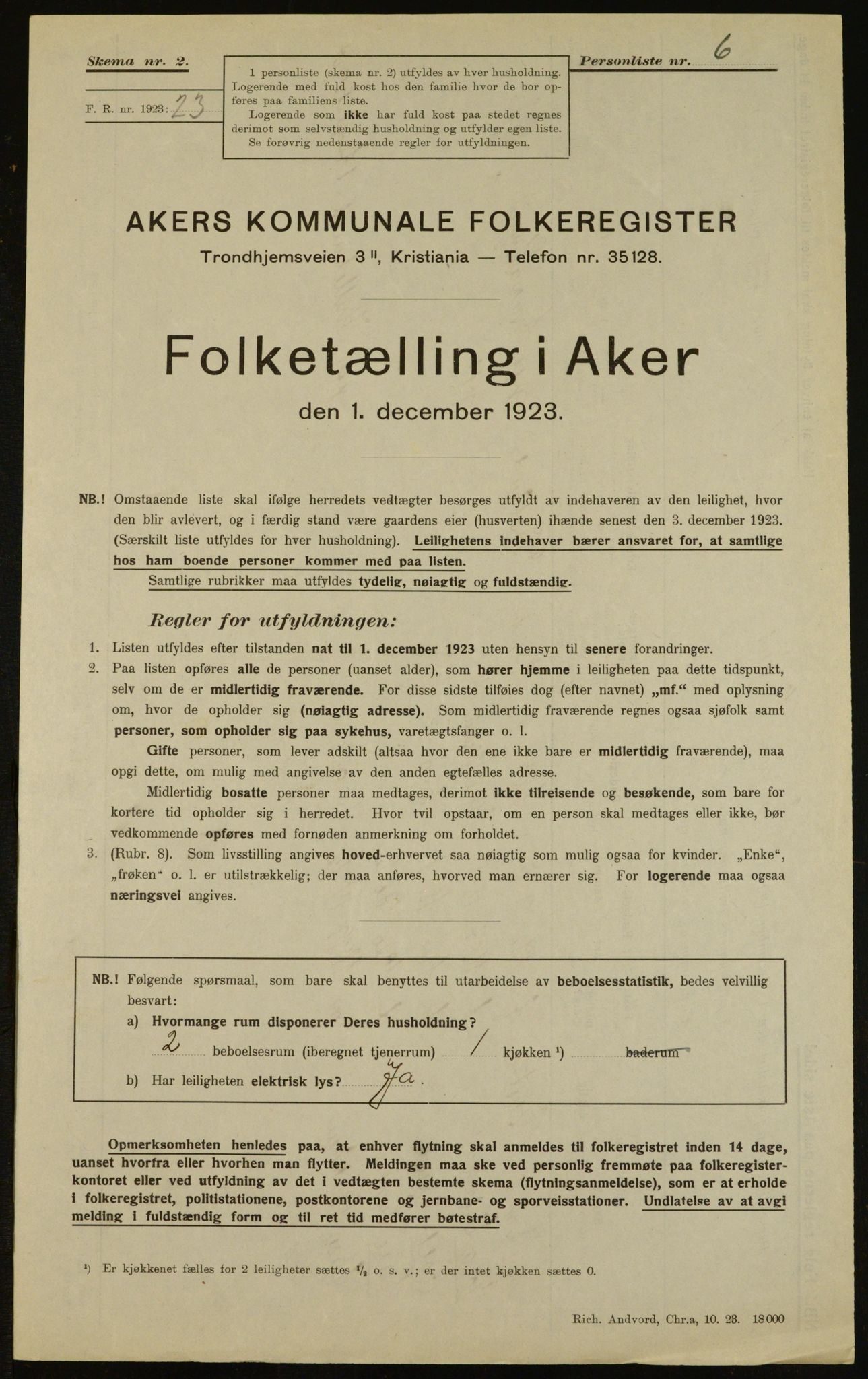 , Kommunal folketelling 1.12.1923 for Aker, 1923, s. 7588