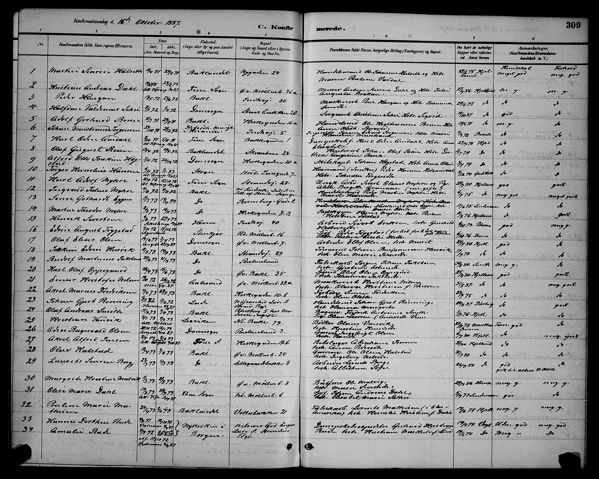 Ministerialprotokoller, klokkerbøker og fødselsregistre - Sør-Trøndelag, AV/SAT-A-1456/604/L0222: Klokkerbok nr. 604C05, 1886-1895, s. 309