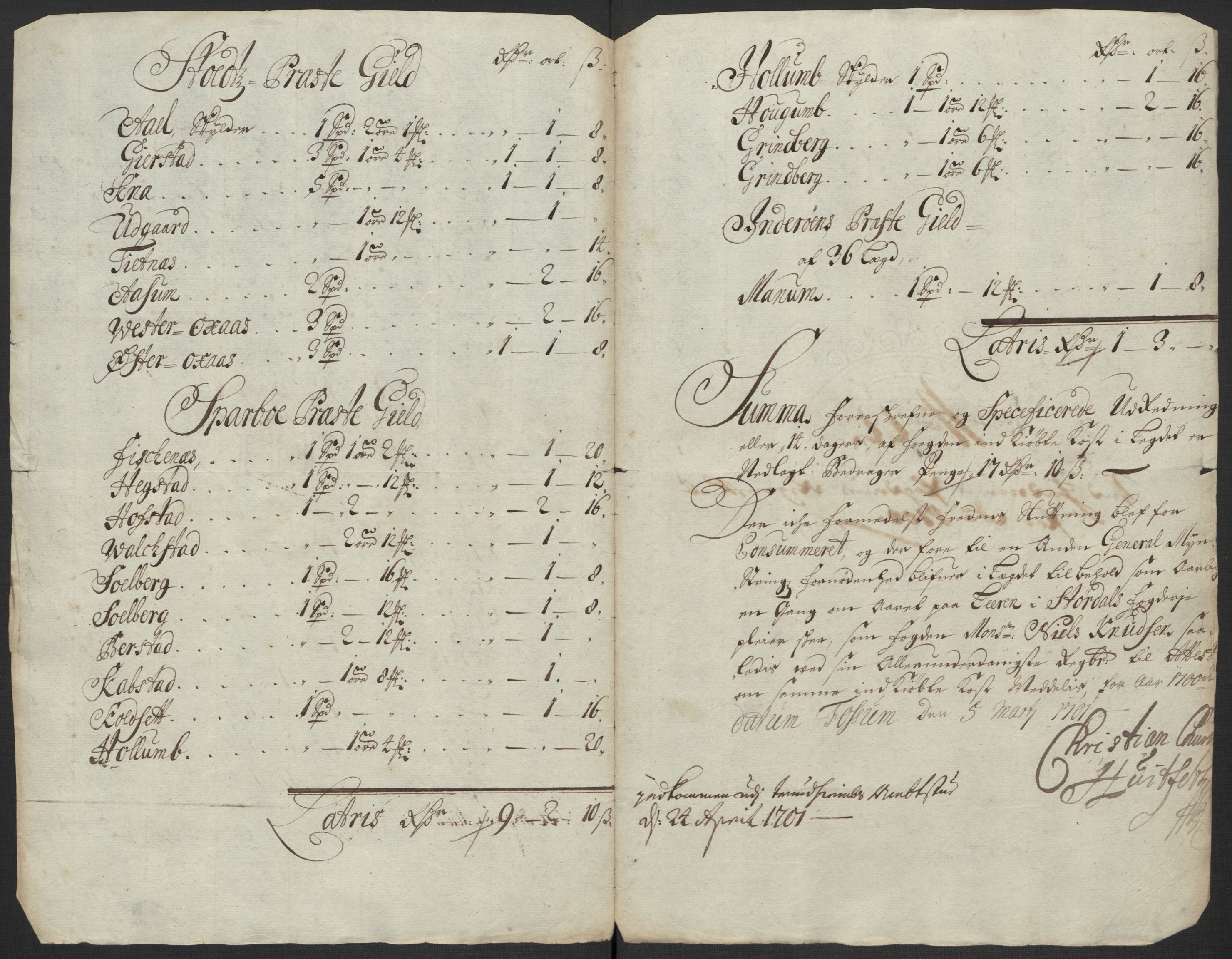 Rentekammeret inntil 1814, Reviderte regnskaper, Fogderegnskap, AV/RA-EA-4092/R63/L4311: Fogderegnskap Inderøy, 1700, s. 197