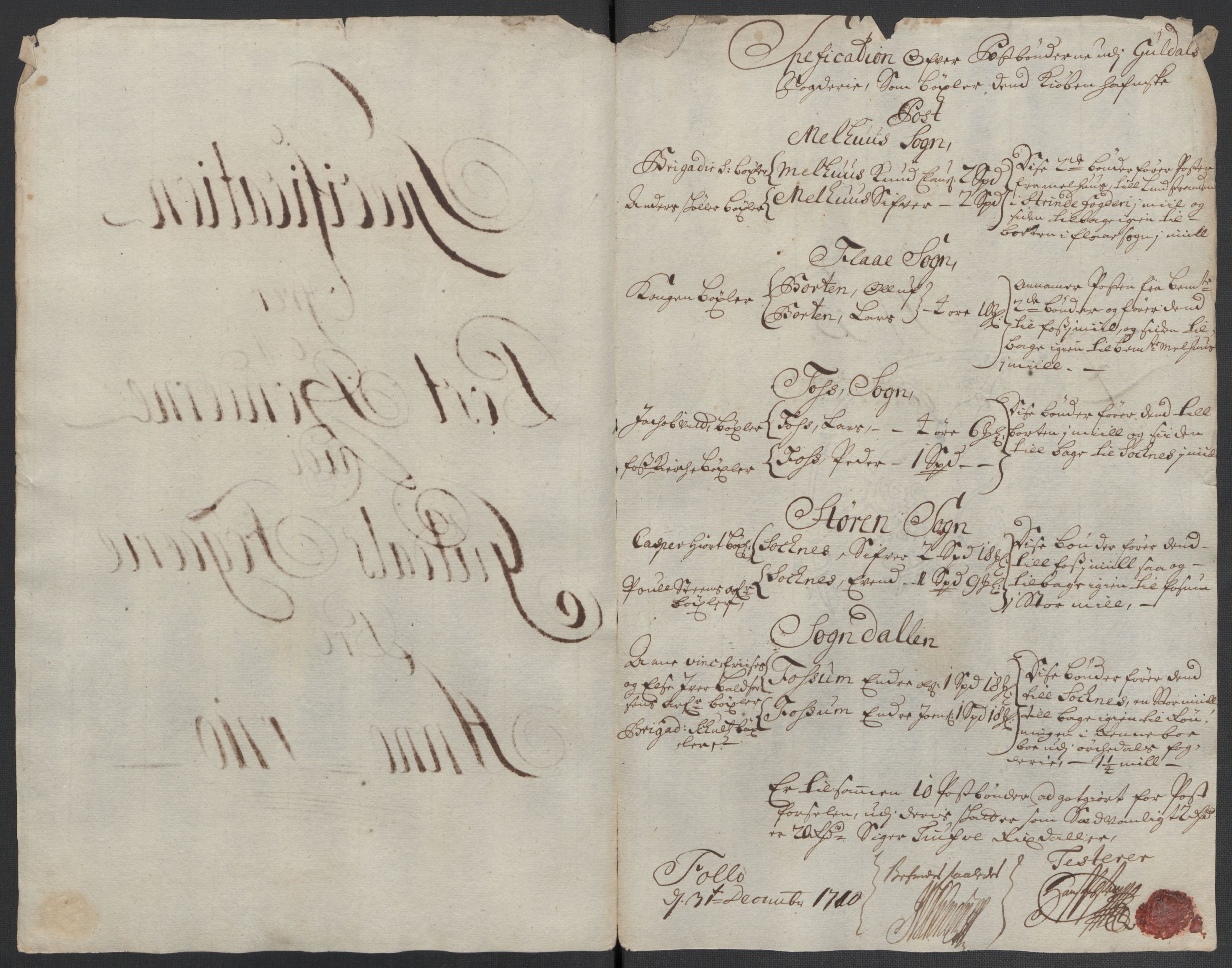 Rentekammeret inntil 1814, Reviderte regnskaper, Fogderegnskap, RA/EA-4092/R60/L3960: Fogderegnskap Orkdal og Gauldal, 1710, s. 408