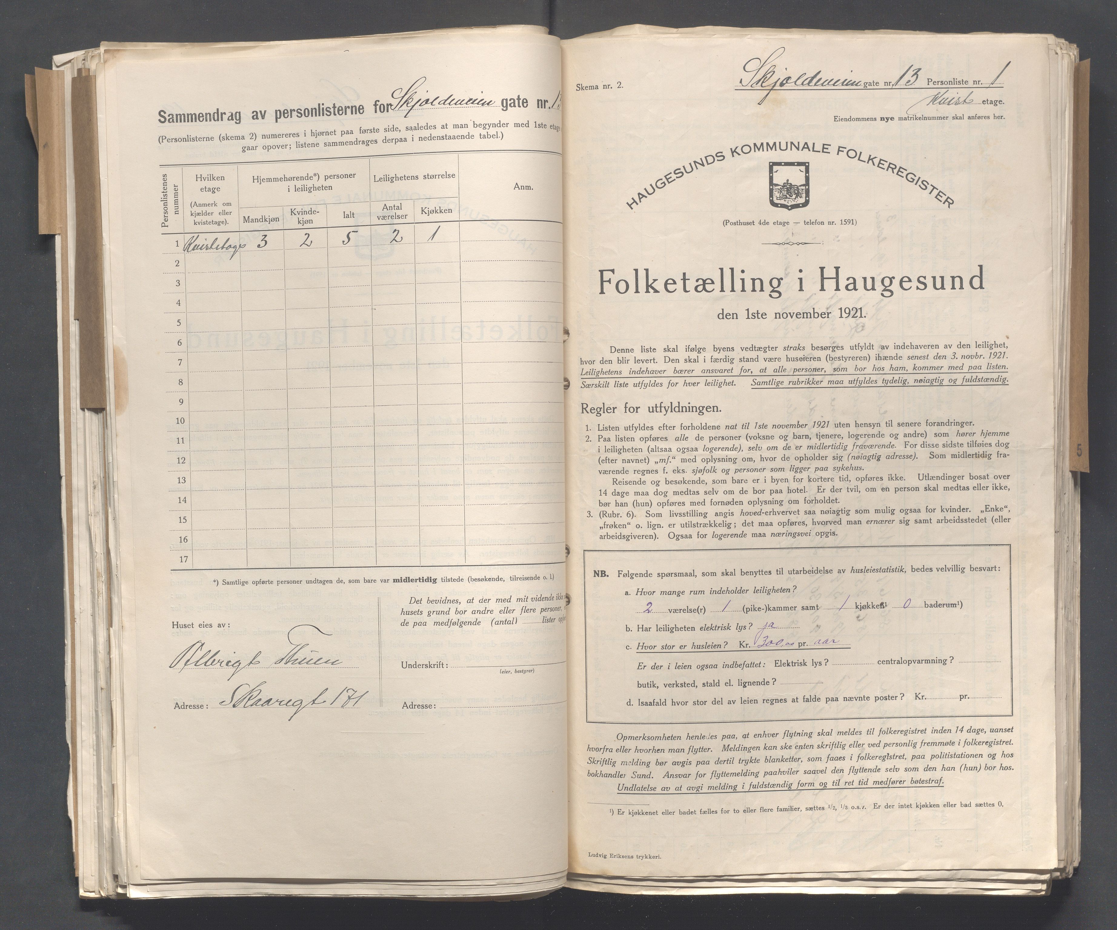 IKAR, Kommunal folketelling 1.11.1921 for Haugesund, 1921, s. 4008