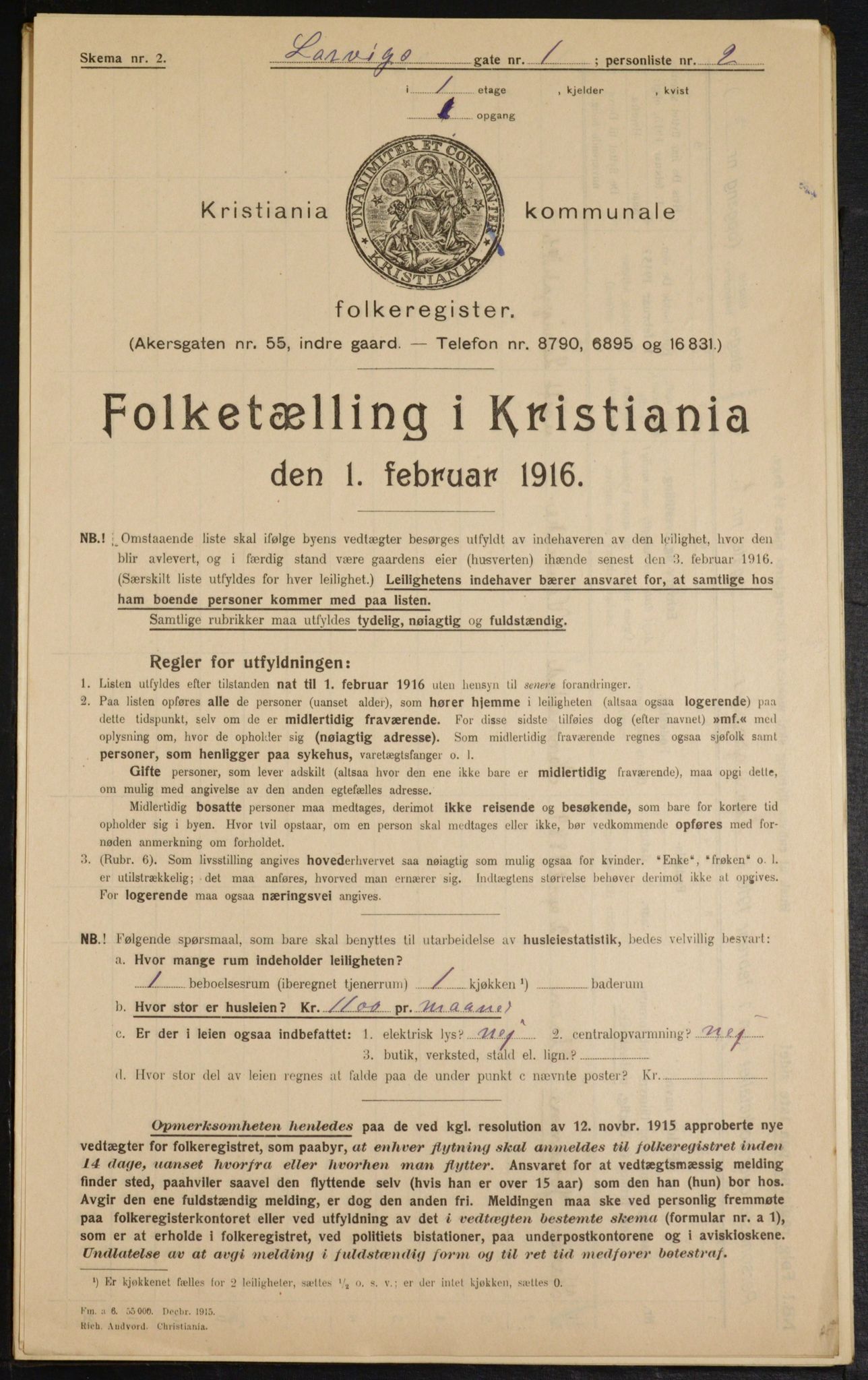 OBA, Kommunal folketelling 1.2.1916 for Kristiania, 1916, s. 58388