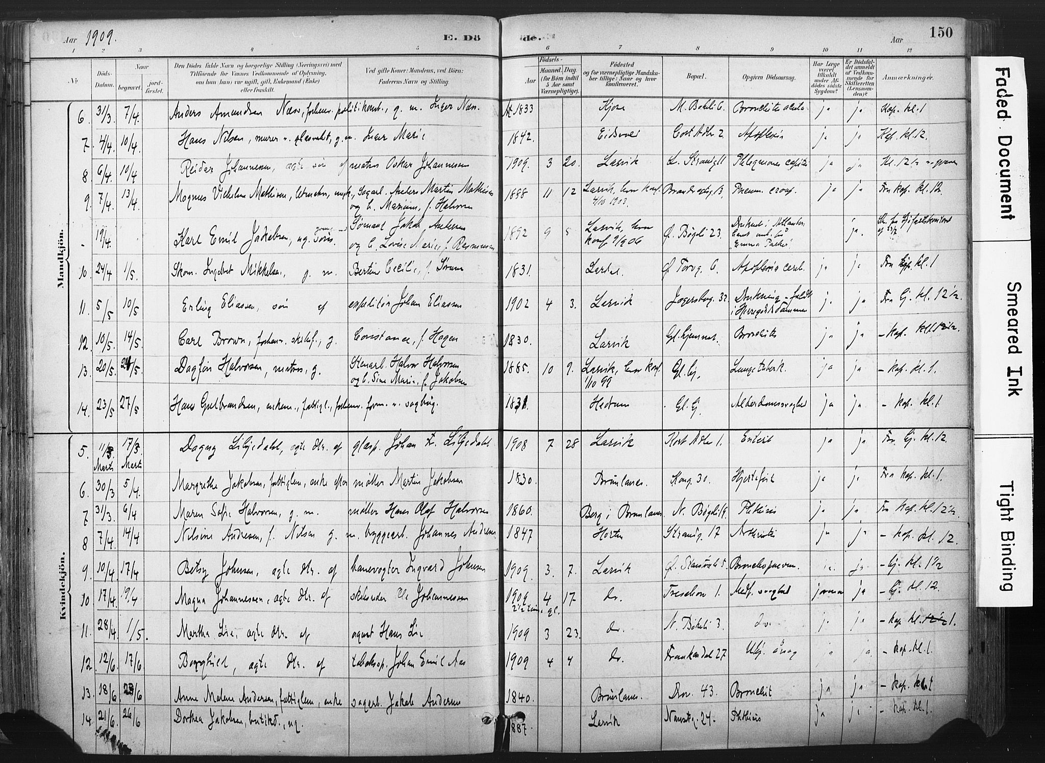 Larvik kirkebøker, AV/SAKO-A-352/F/Fa/L0010: Ministerialbok nr. I 10, 1884-1910, s. 150