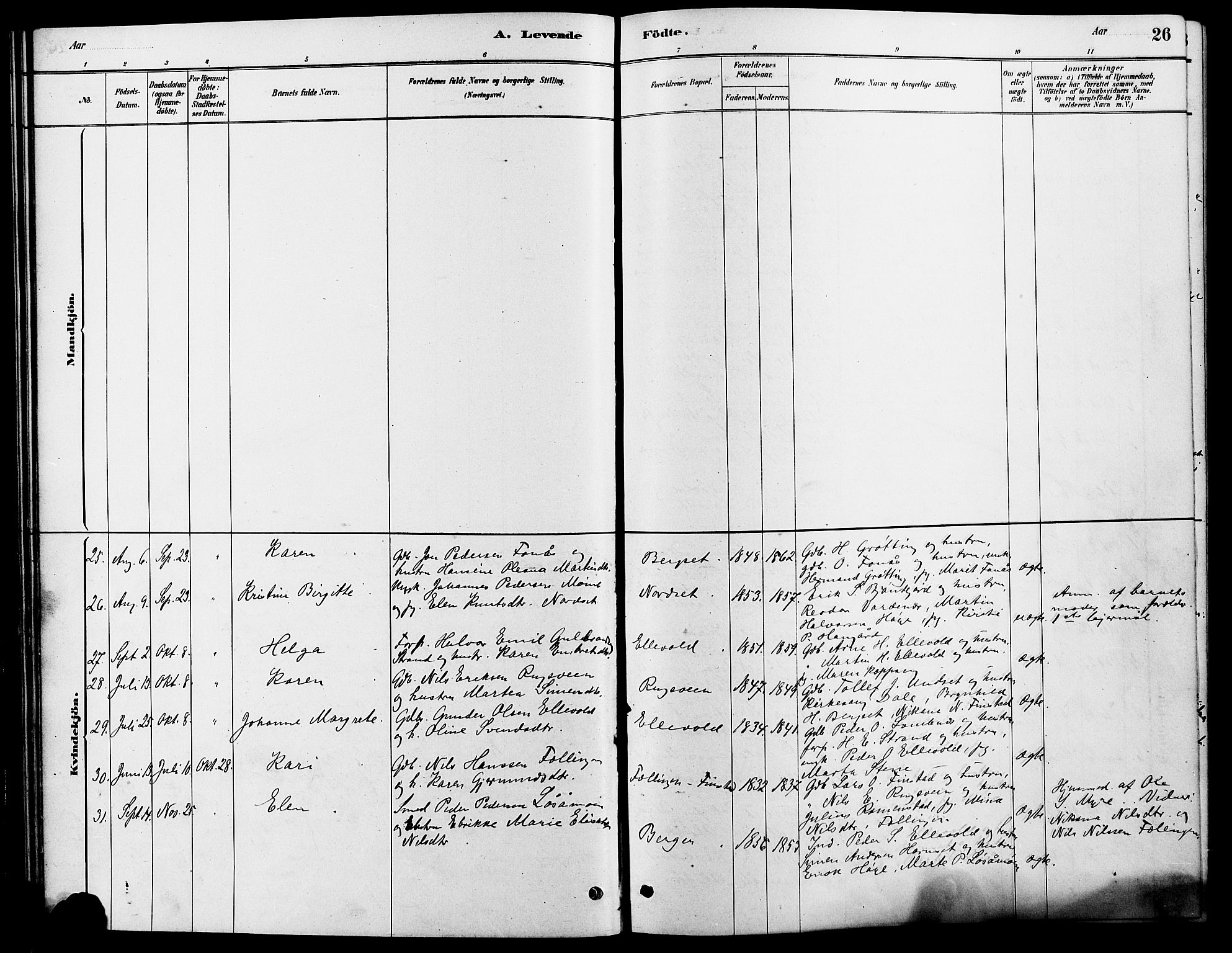 Rendalen prestekontor, AV/SAH-PREST-054/H/Ha/Hab/L0003: Klokkerbok nr. 3, 1879-1904, s. 26