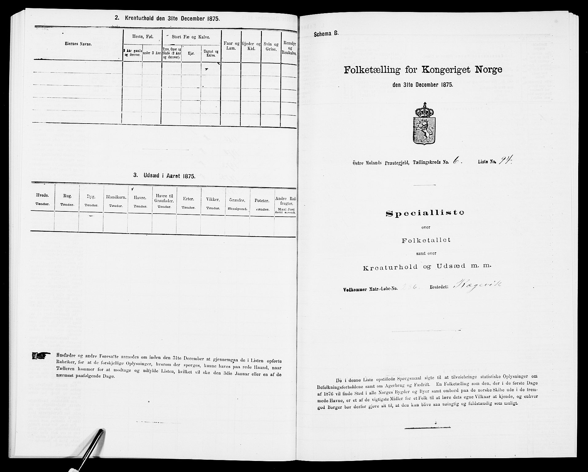 SAK, Folketelling 1875 for 0918P Austre Moland prestegjeld, 1875, s. 2220