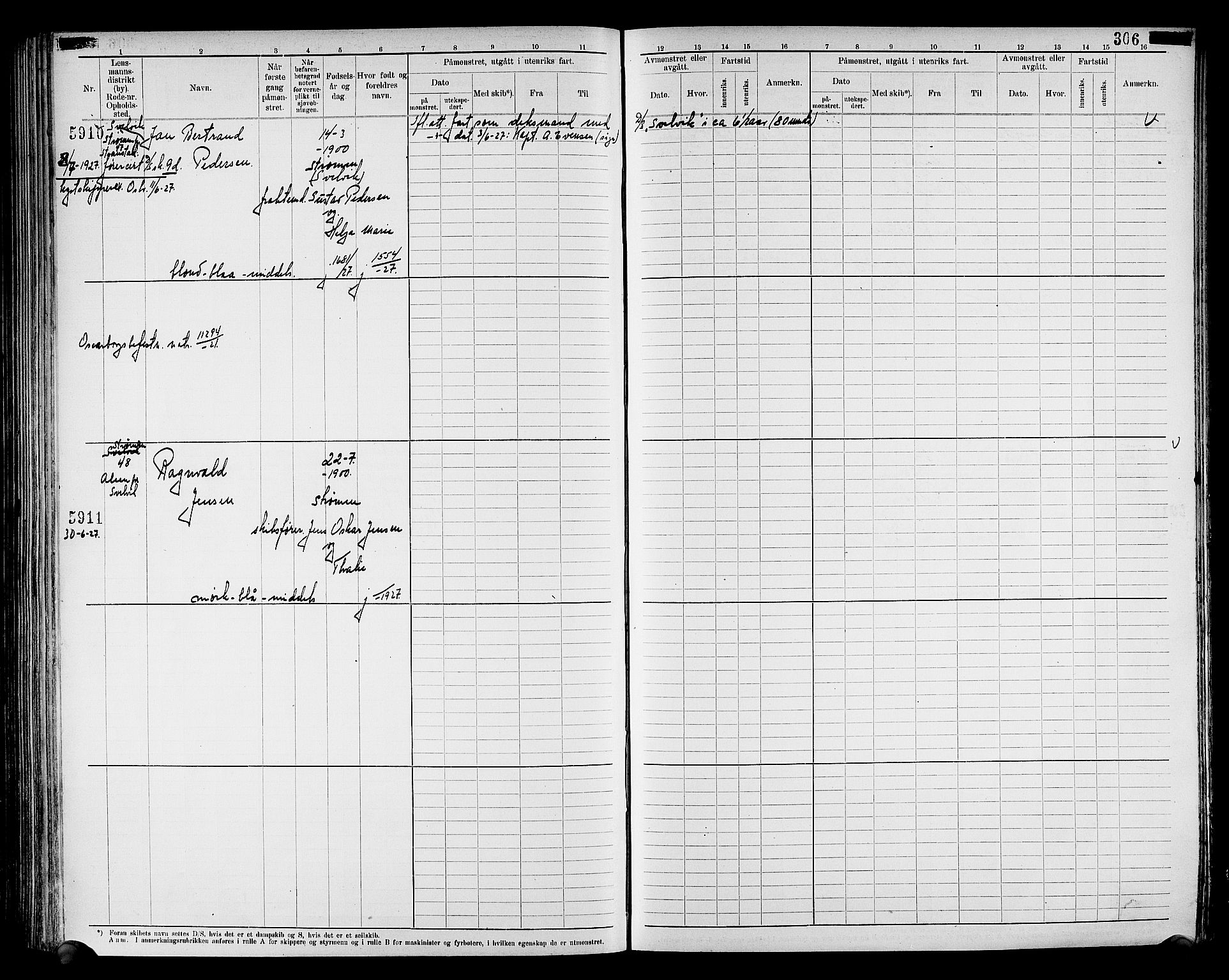 Drammen innrulleringsdistrikt, AV/SAKO-A-781/F/Fc/L0008: Hovedrulle, 1923, s. 312