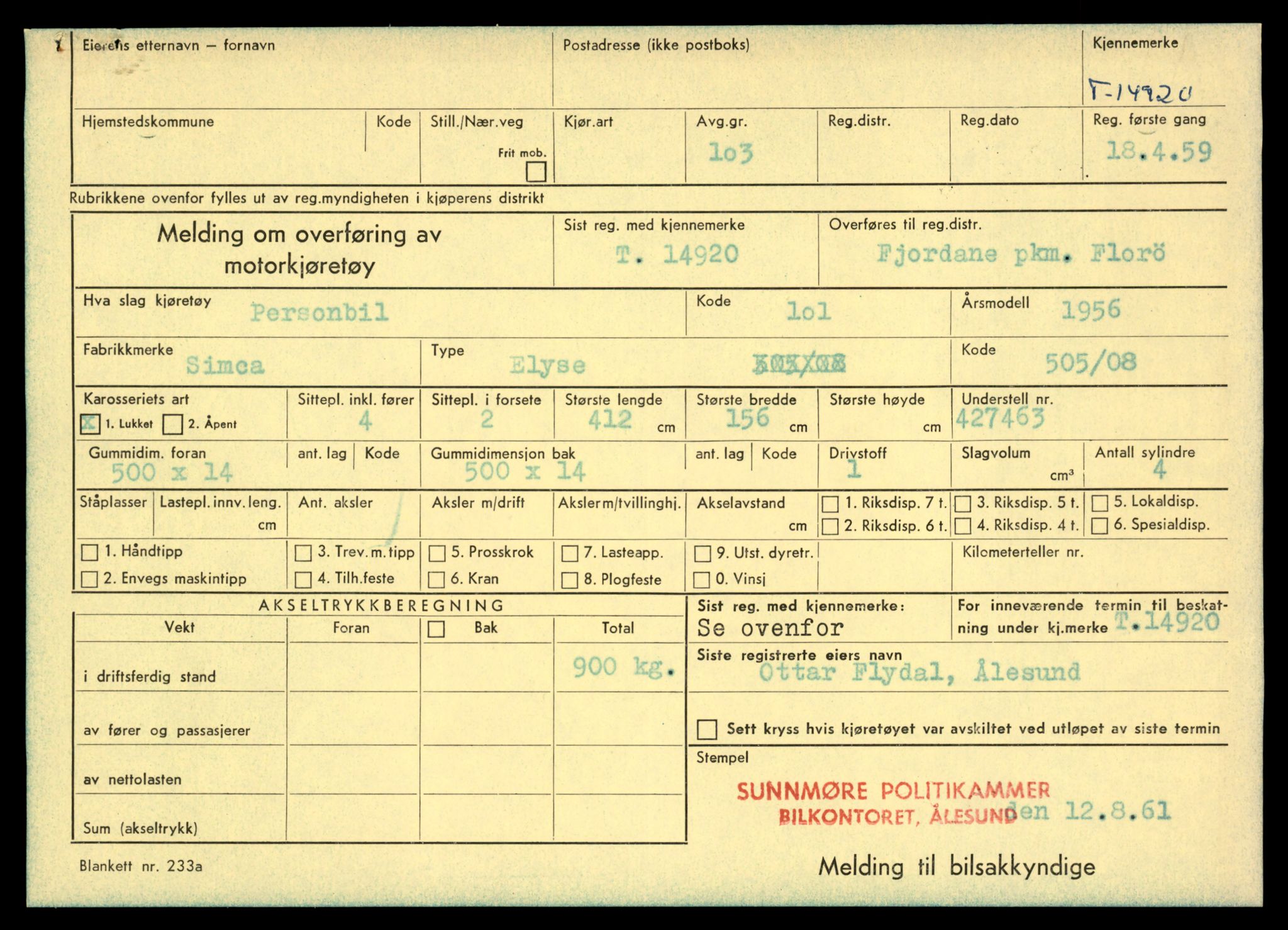 Møre og Romsdal vegkontor - Ålesund trafikkstasjon, AV/SAT-A-4099/F/Fe/L0049: Registreringskort for kjøretøy T 14864 - T 18613, 1927-1998, s. 1283