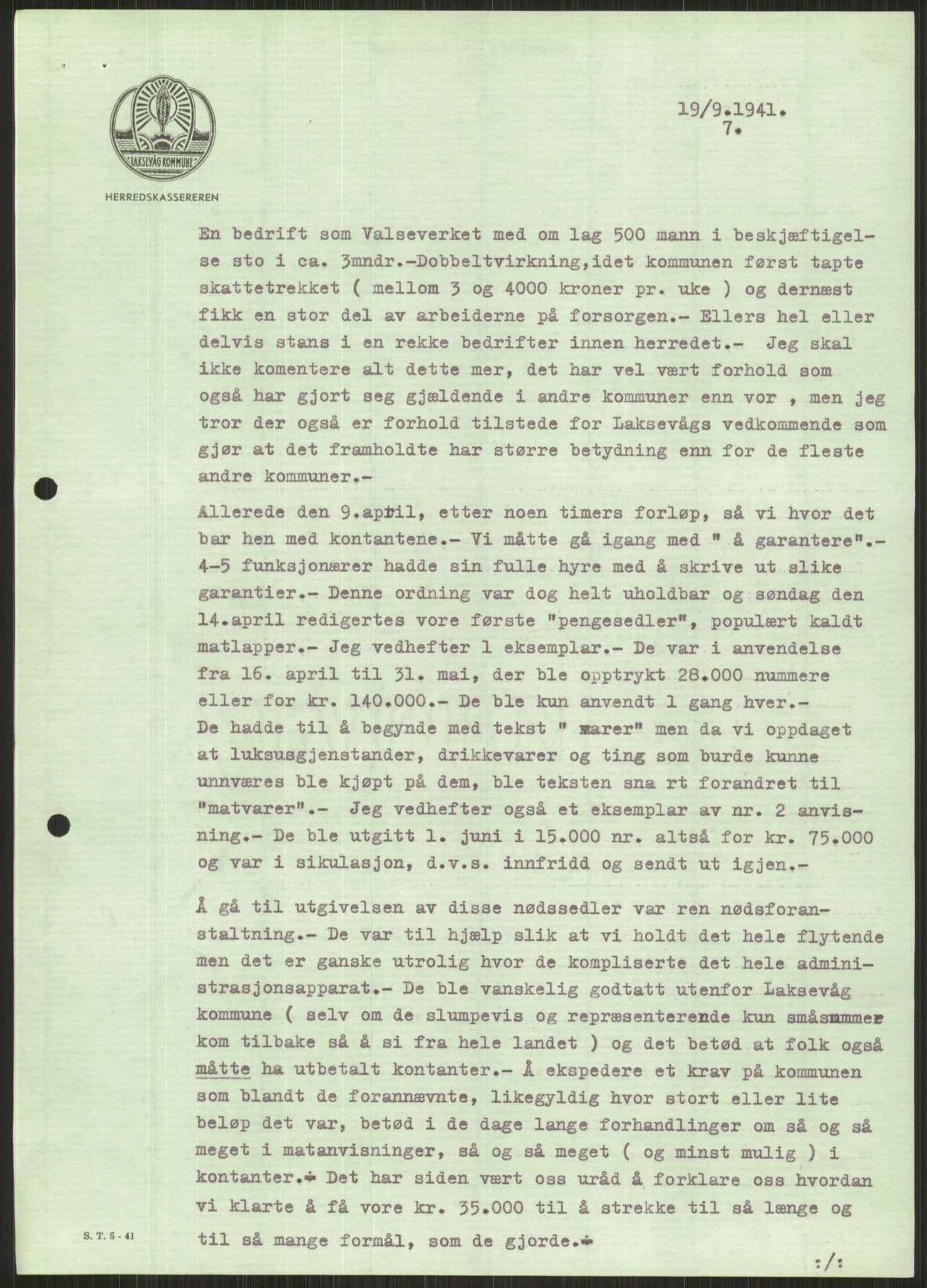 Forsvaret, Forsvarets krigshistoriske avdeling, AV/RA-RAFA-2017/Y/Ya/L0015: II-C-11-31 - Fylkesmenn.  Rapporter om krigsbegivenhetene 1940., 1940, s. 371