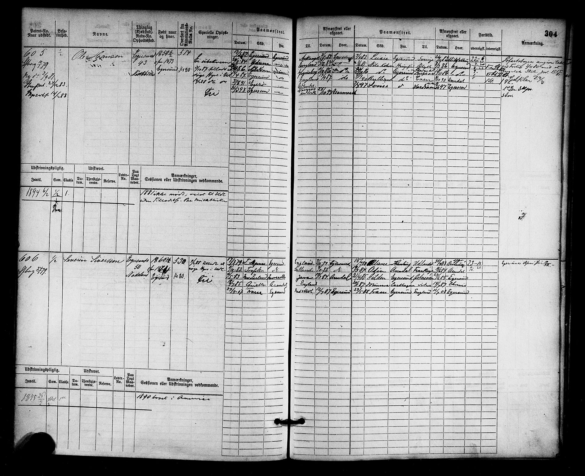 Egersund mønstringskrets, AV/SAK-2031-0019/F/Fb/L0001: Hovedrulle nr 1-666, O-3, 1868-1920, s. 314