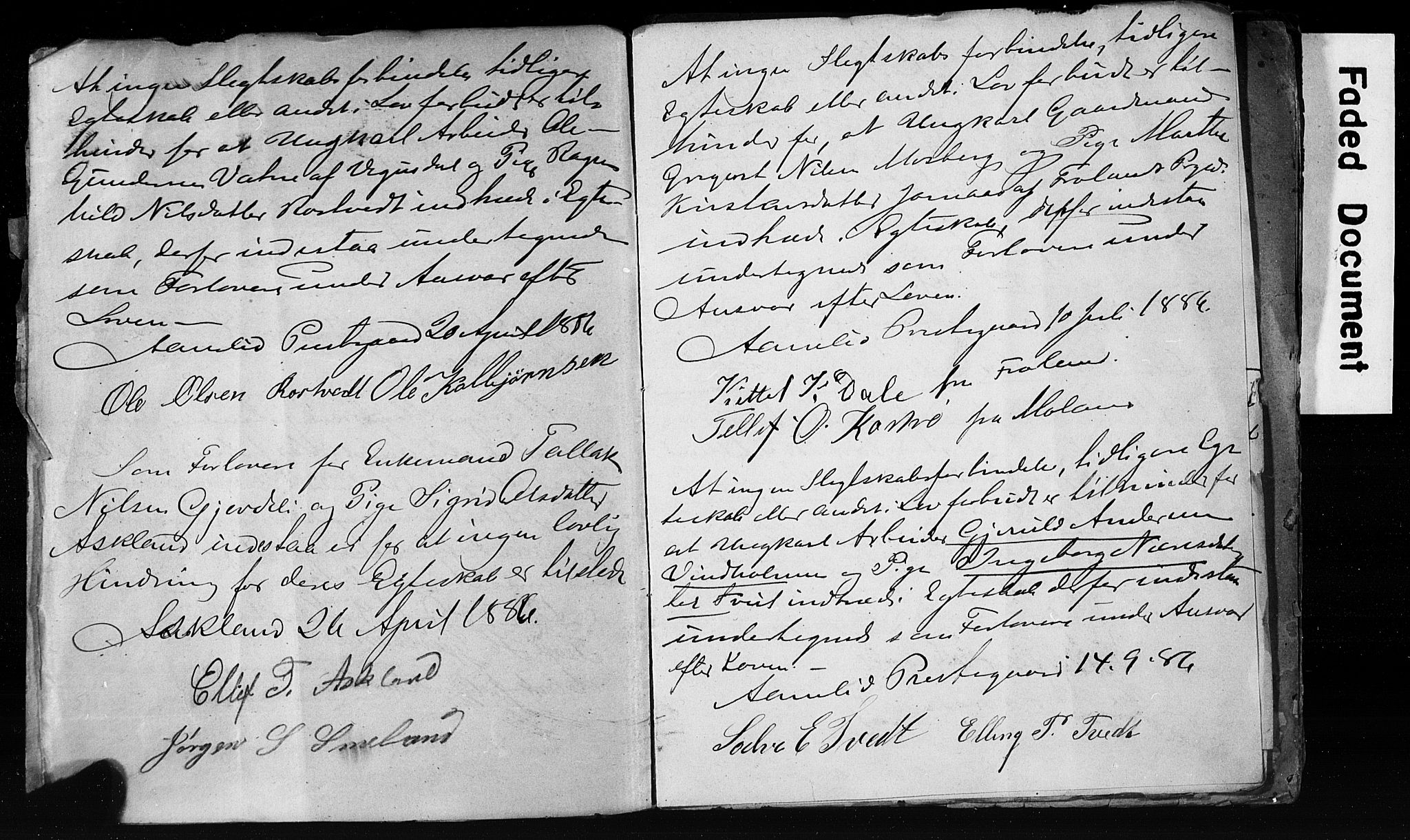 Åmli sokneprestkontor, AV/SAK-1111-0050/F/Fe/L0003: Forlovererklæringer nr. A VI 20, 1885-1905
