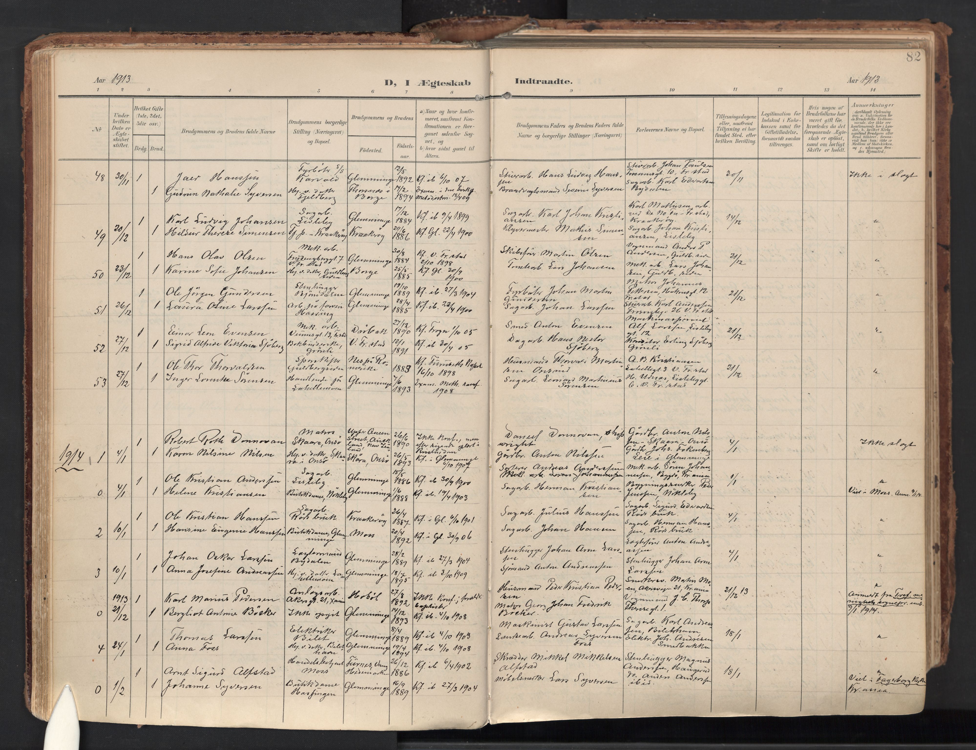Glemmen prestekontor Kirkebøker, AV/SAO-A-10908/F/Fa/L0016: Ministerialbok nr. 16, 1903-1937, s. 82