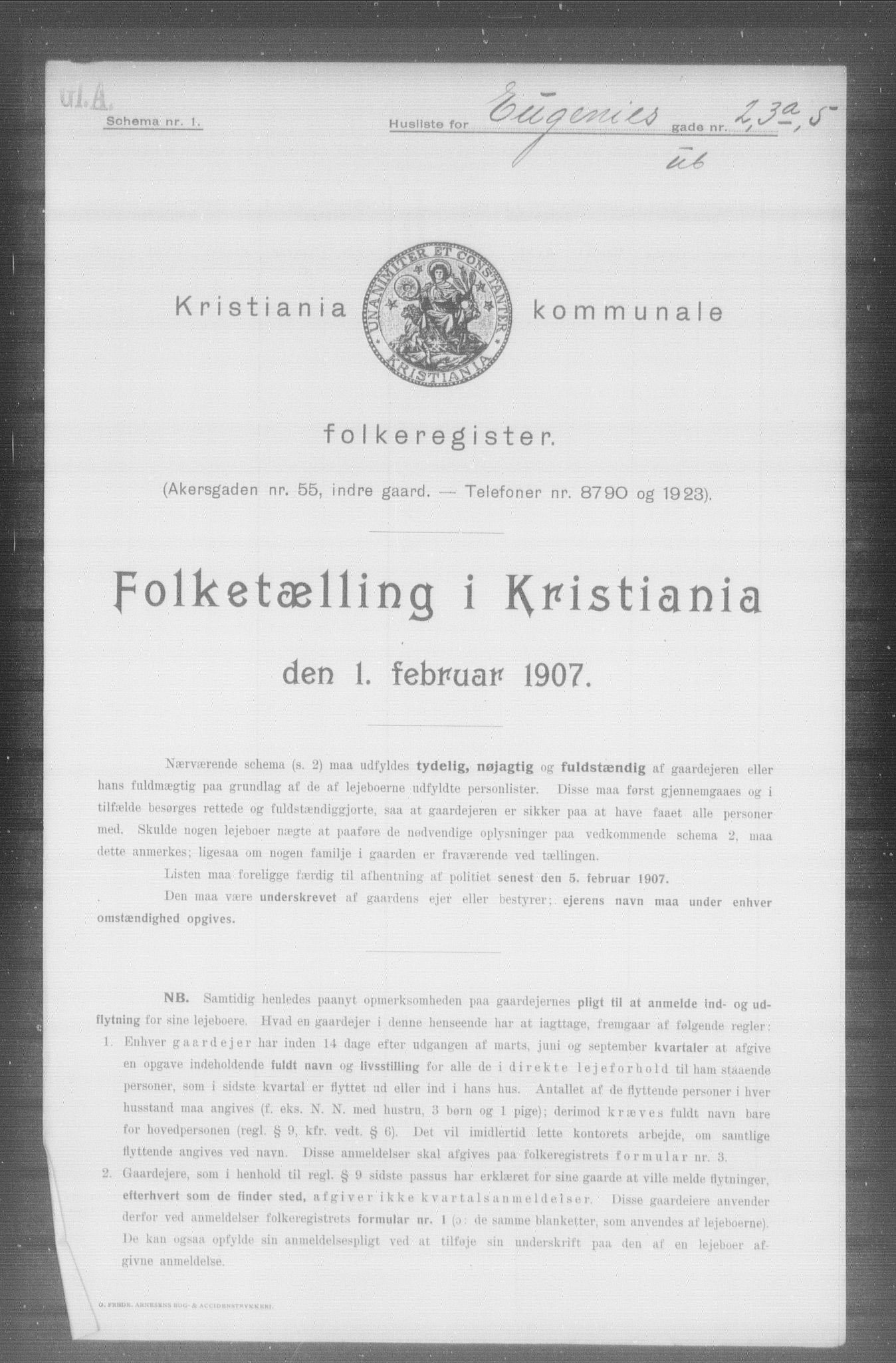 OBA, Kommunal folketelling 1.2.1907 for Kristiania kjøpstad, 1907, s. 11556