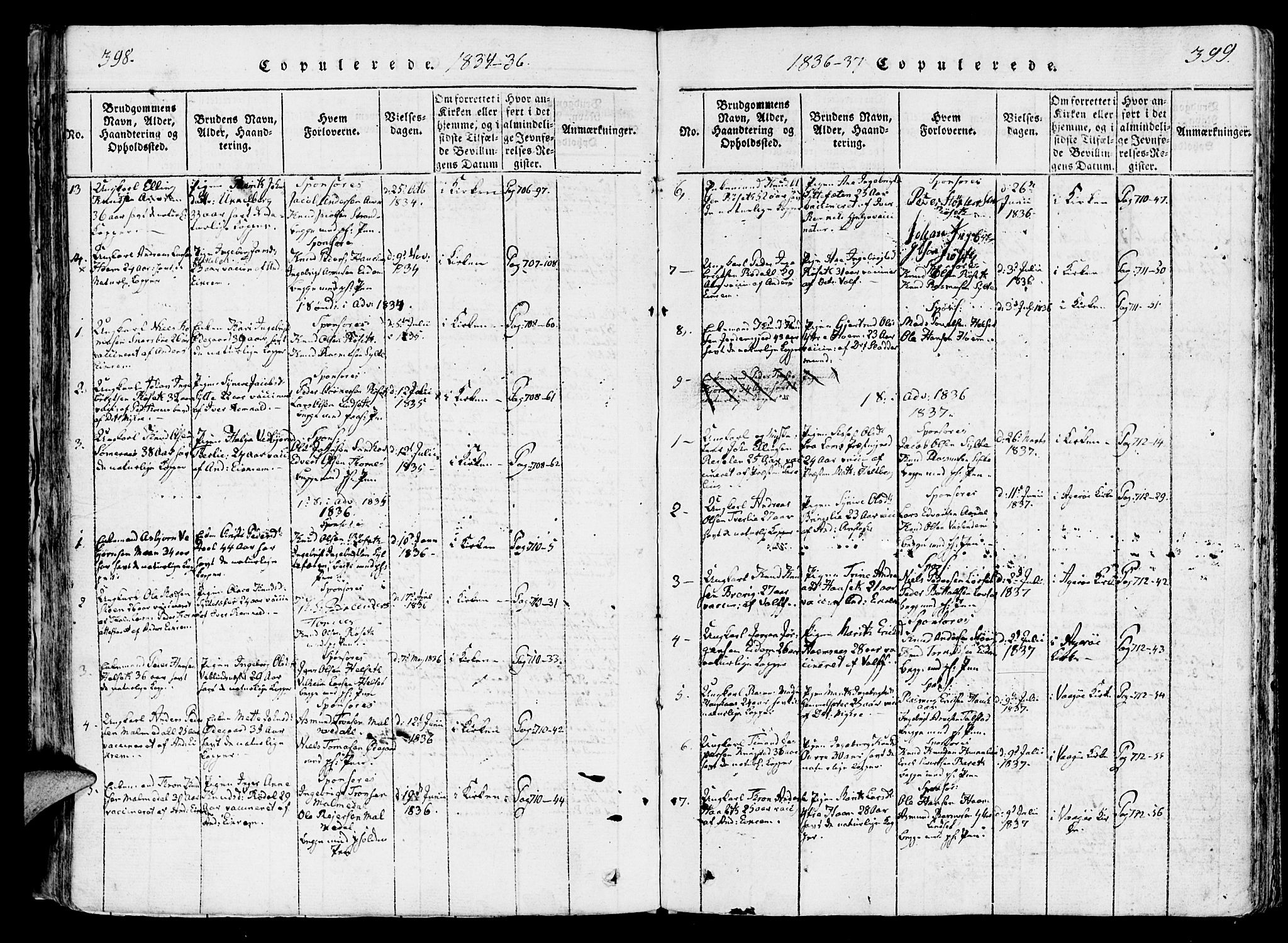 Ministerialprotokoller, klokkerbøker og fødselsregistre - Møre og Romsdal, AV/SAT-A-1454/565/L0747: Ministerialbok nr. 565A01, 1817-1844, s. 398-399