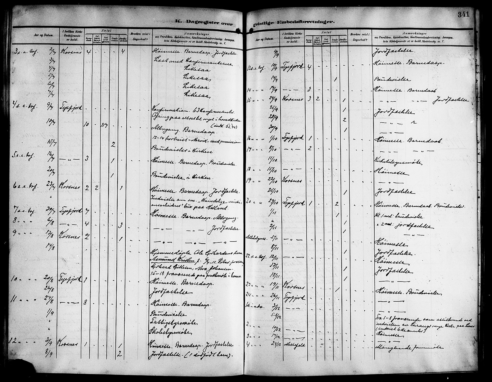 Ministerialprotokoller, klokkerbøker og fødselsregistre - Nordland, AV/SAT-A-1459/861/L0877: Klokkerbok nr. 861C03, 1903-1919, s. 341