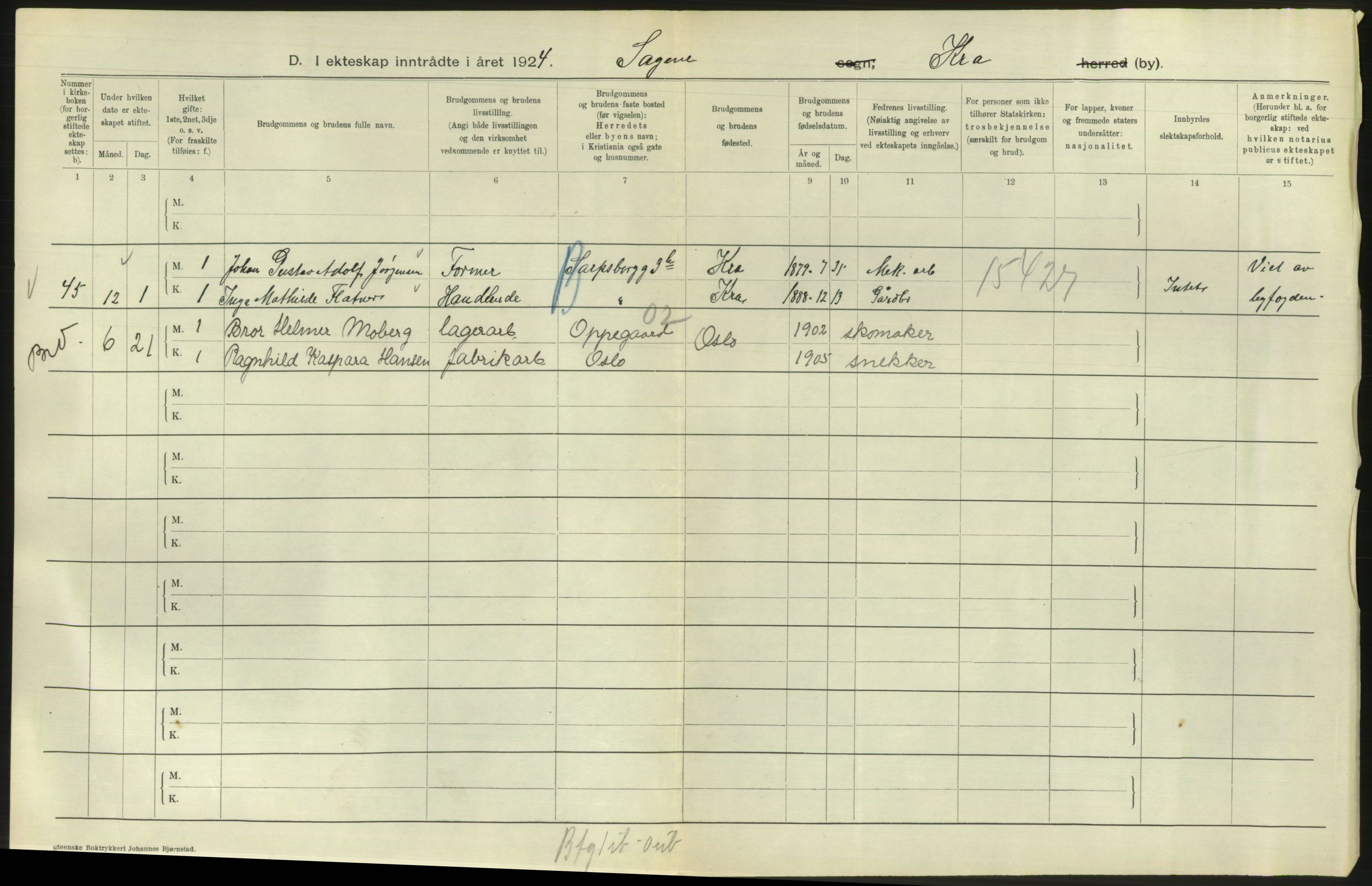 Statistisk sentralbyrå, Sosiodemografiske emner, Befolkning, RA/S-2228/D/Df/Dfc/Dfcd/L0007: Kristiania: Gifte, 1924, s. 590