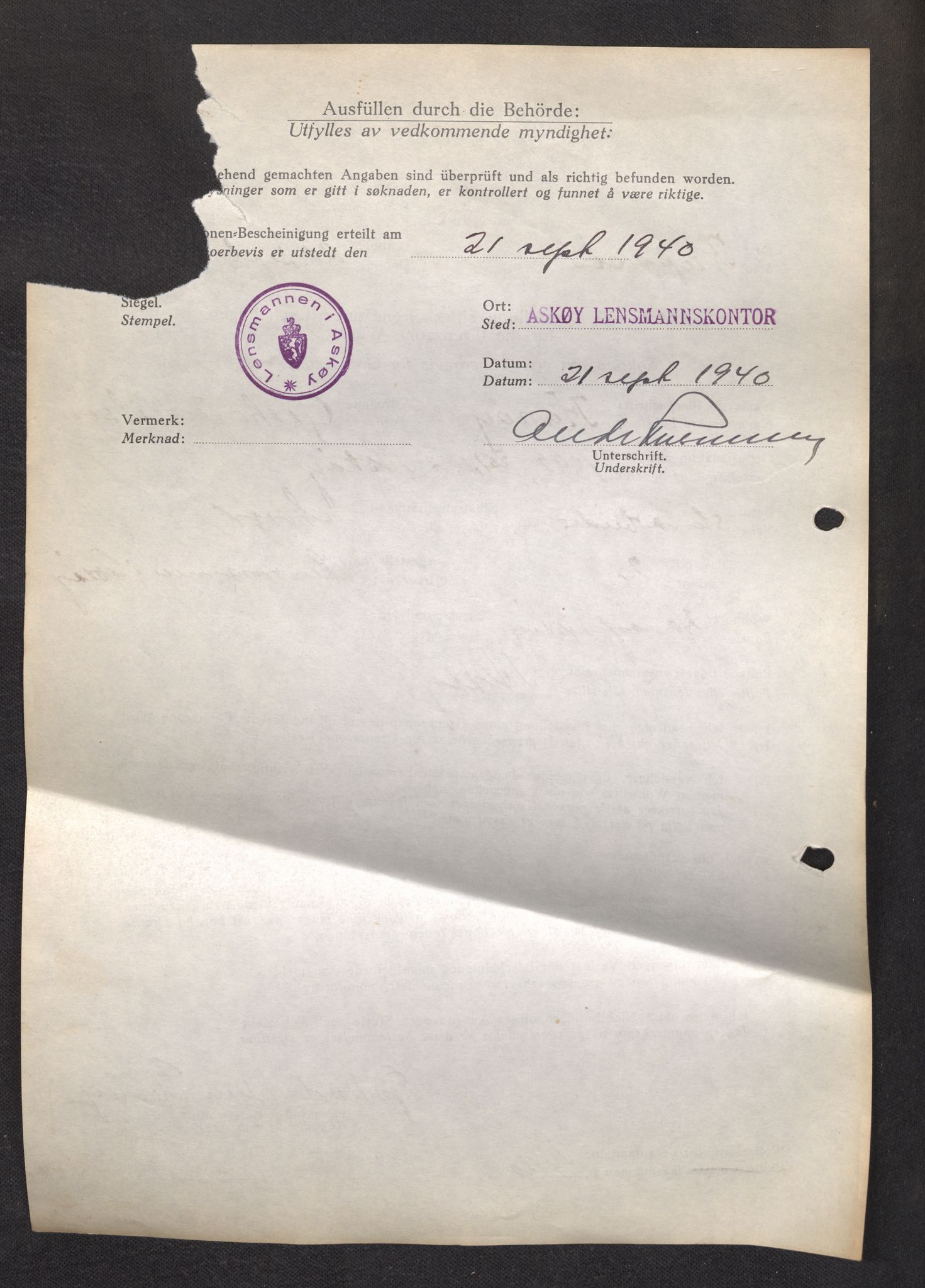 Lensmannen i Askøy, AV/SAB-A-31001/0026/L0003: Søknader om grensebuarbevis 1 - 425, 1940, s. 4