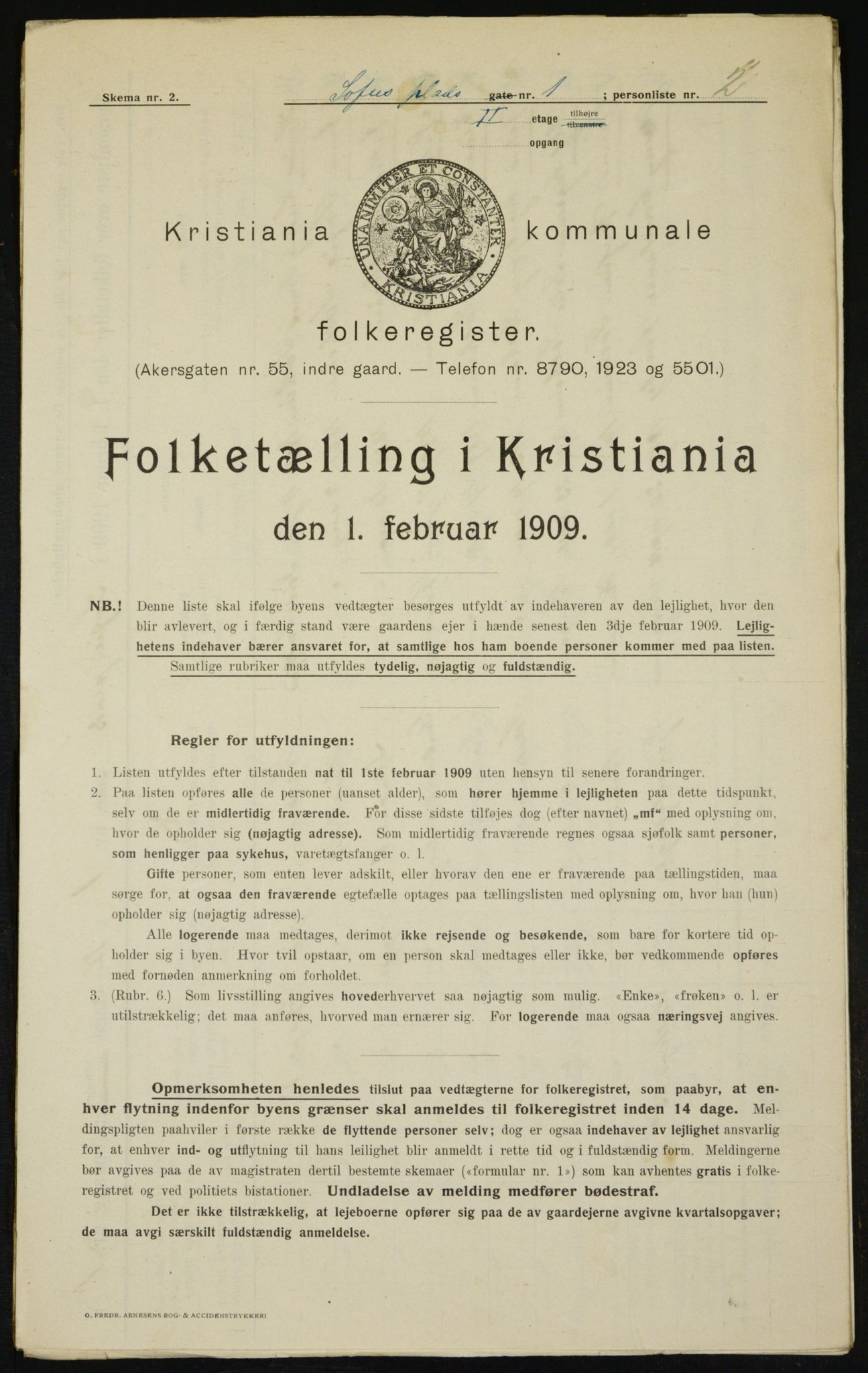 OBA, Kommunal folketelling 1.2.1909 for Kristiania kjøpstad, 1909, s. 90104