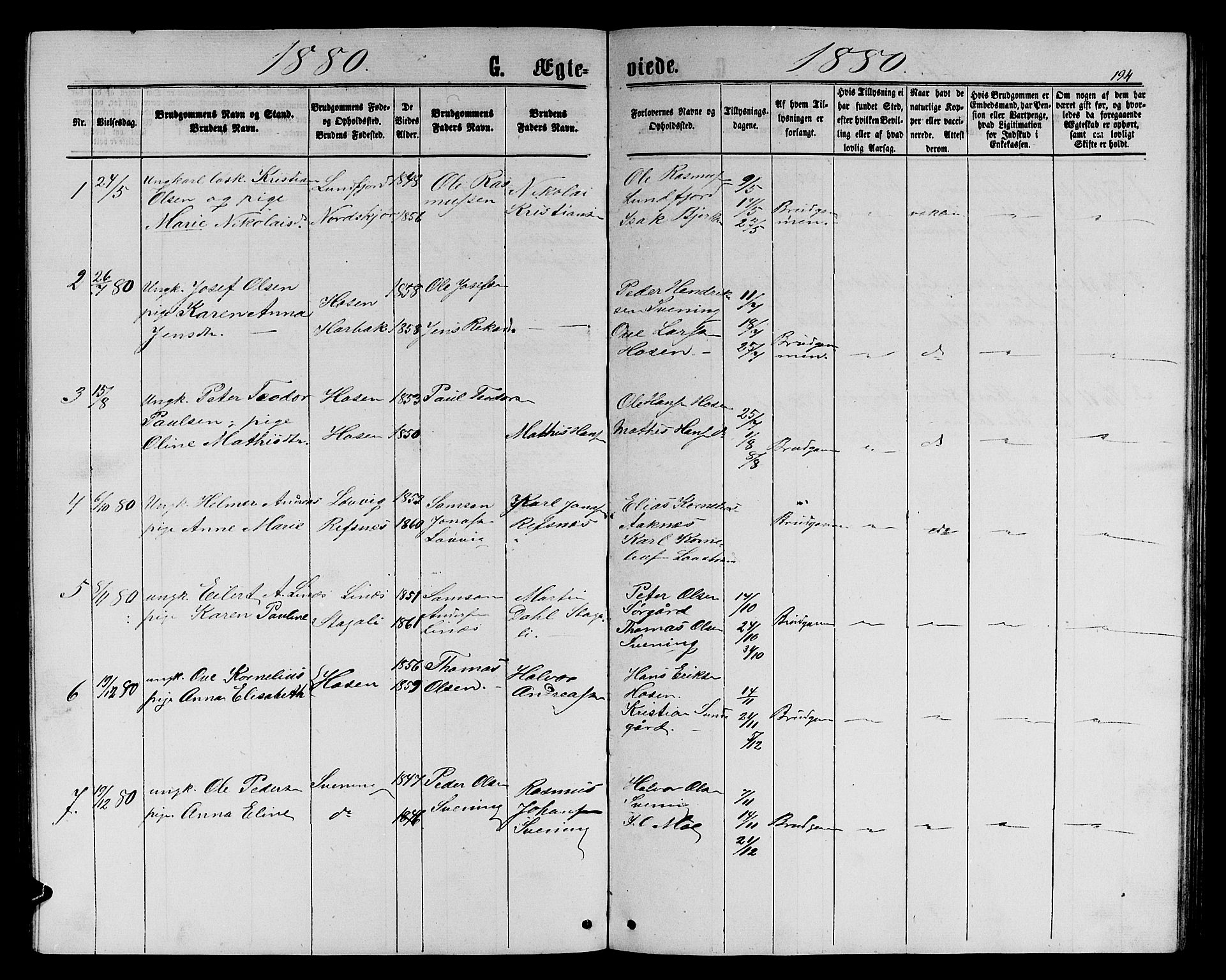Ministerialprotokoller, klokkerbøker og fødselsregistre - Sør-Trøndelag, SAT/A-1456/656/L0695: Klokkerbok nr. 656C01, 1867-1889, s. 194
