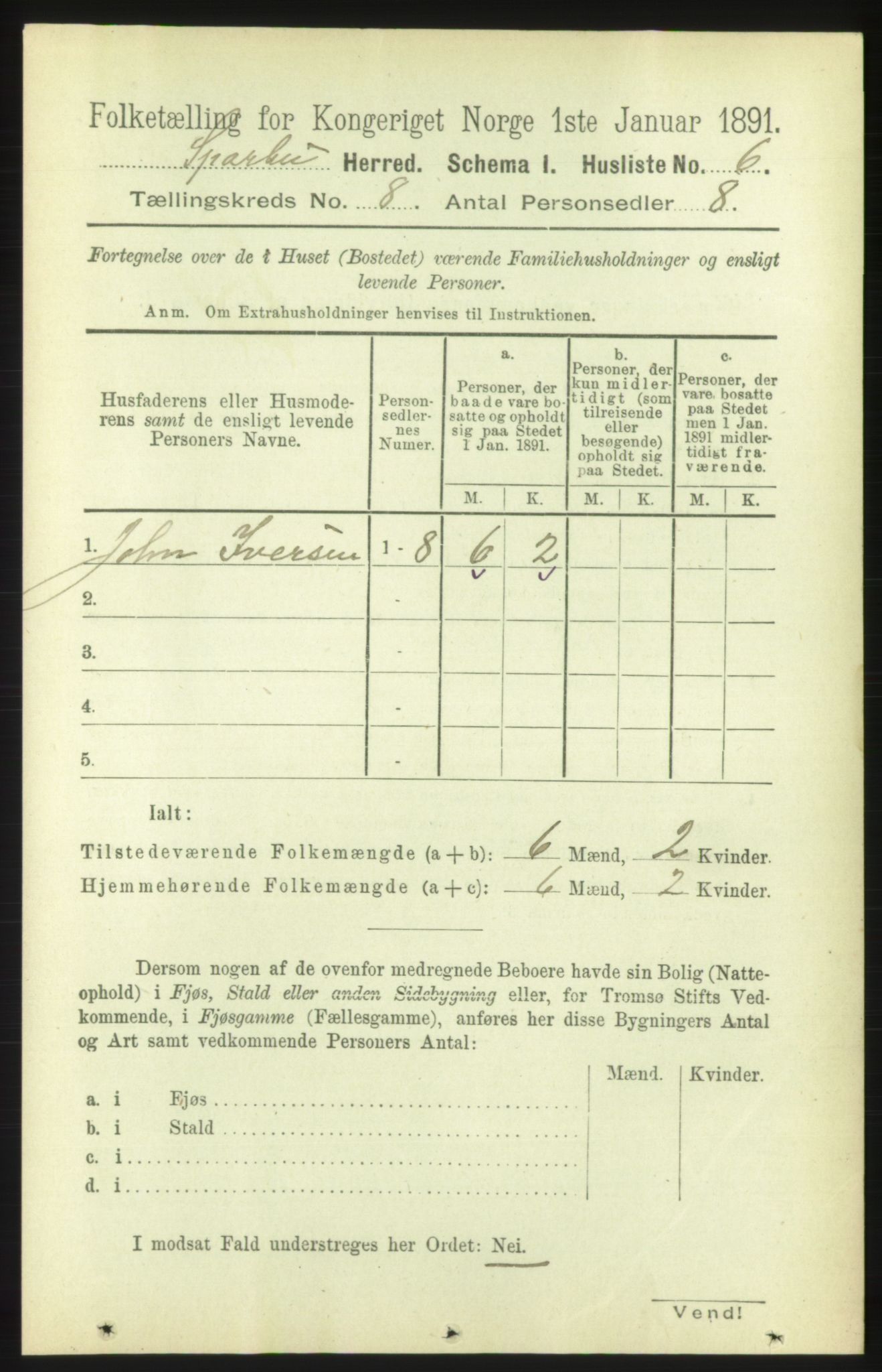 RA, Folketelling 1891 for 1731 Sparbu herred, 1891, s. 2766