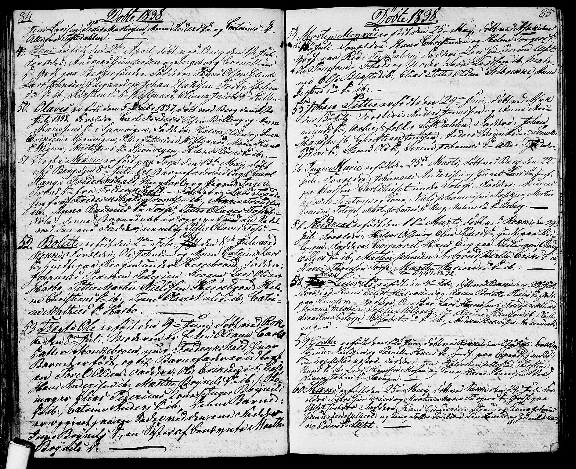 Berg prestekontor Kirkebøker, AV/SAO-A-10902/G/Ga/L0002: Klokkerbok nr. I 2, 1832-1844, s. 84-85