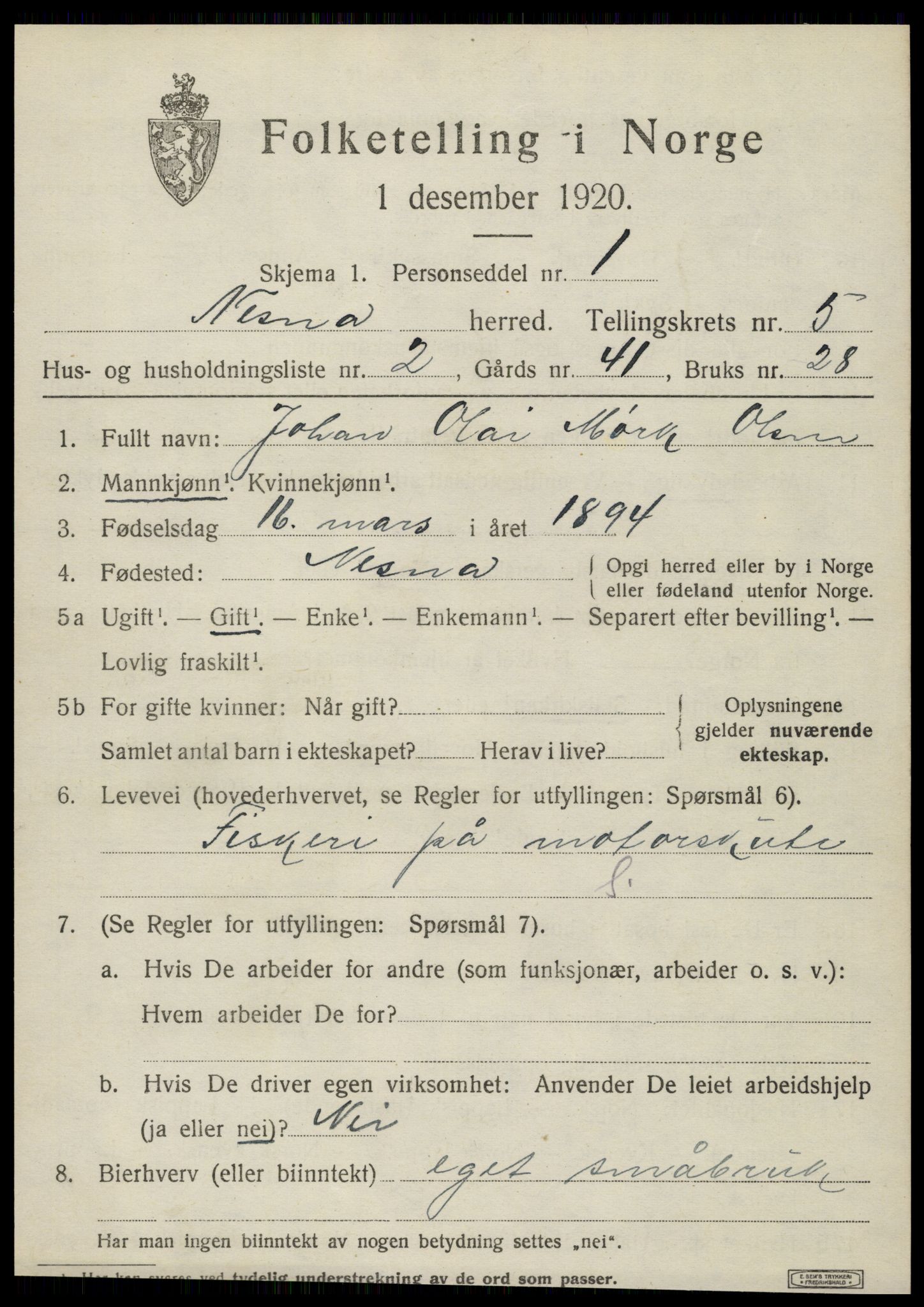 SAT, Folketelling 1920 for 1828 Nesna herred, 1920, s. 4027