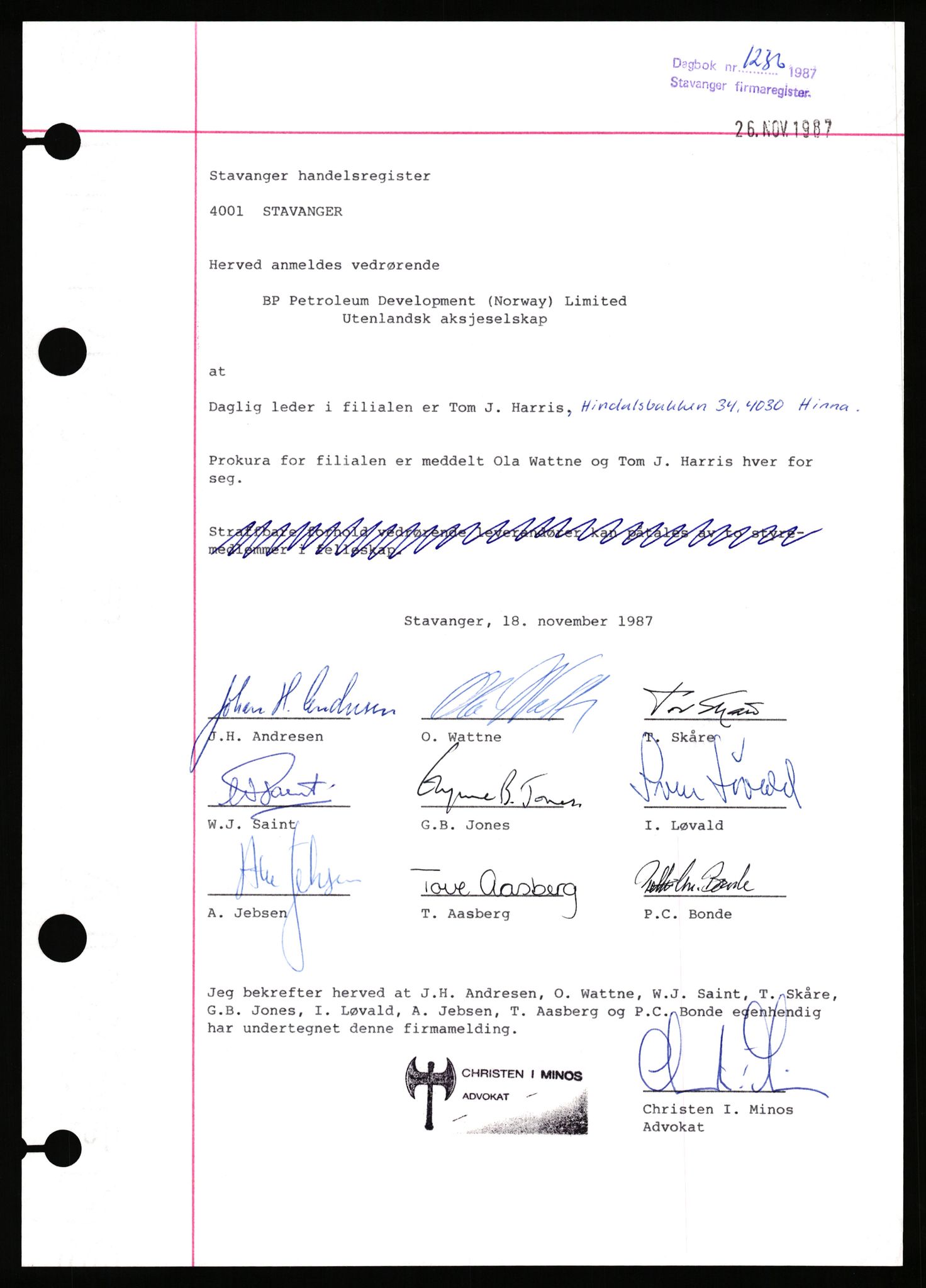 Stavanger byfogd, AV/SAST-A-101408/002/J/Jd/Jde/L0114: Registreringsmeldinger og bilag. Aksjeselskap, 2730-2760, 1985