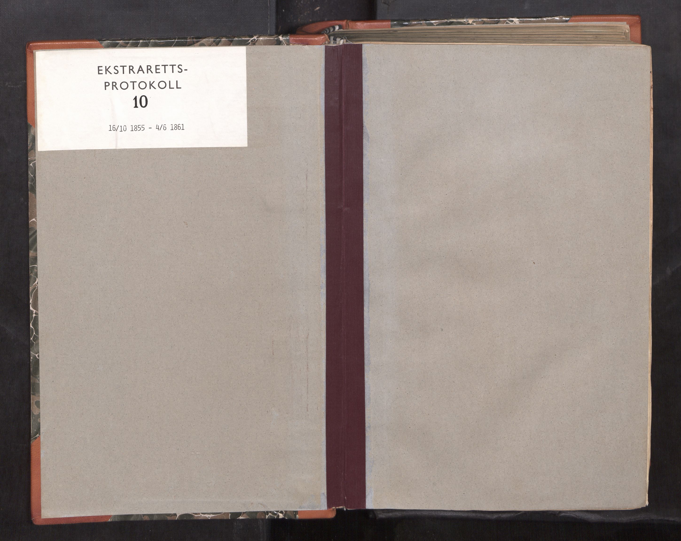 Namdal sorenskriveri, SAT/A-4133/1/1/1B/L0012: Ekstrarettsprotokoll nr. 10, 1855-1861