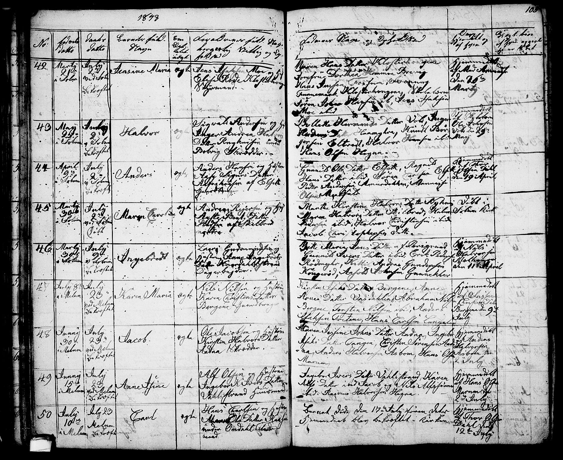 Solum kirkebøker, AV/SAKO-A-306/G/Ga/L0002: Klokkerbok nr. I 2, 1834-1848, s. 105