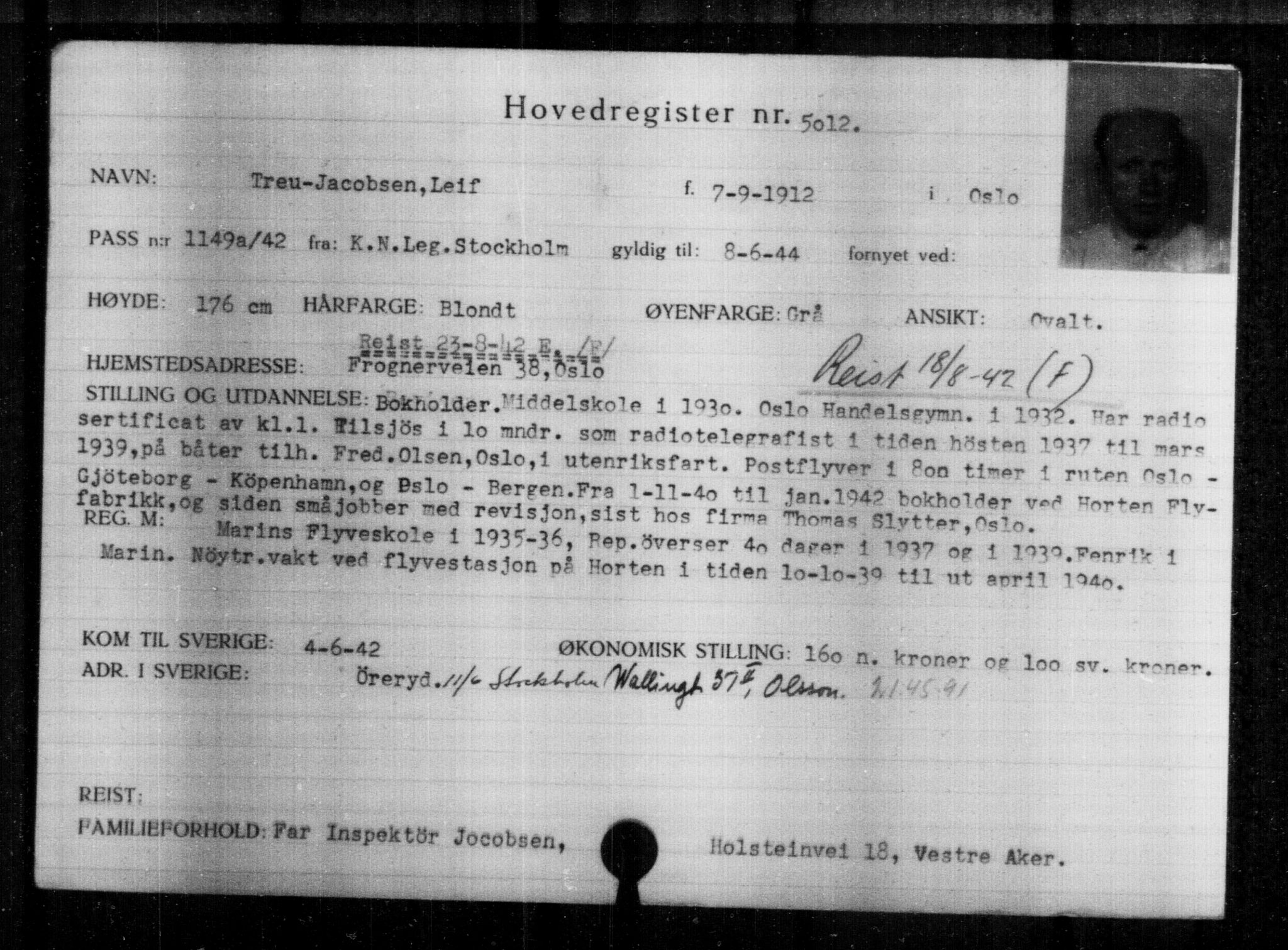 Utenriksstasjonene, Legasjonen i Stockholm, Flyktningkontoret, AV/RA-S-6753/V/Va/L0004: Kjesäterkartoteket, flyktninger med registreringsnr. 3496-6610, 1940-1945, s. 1797