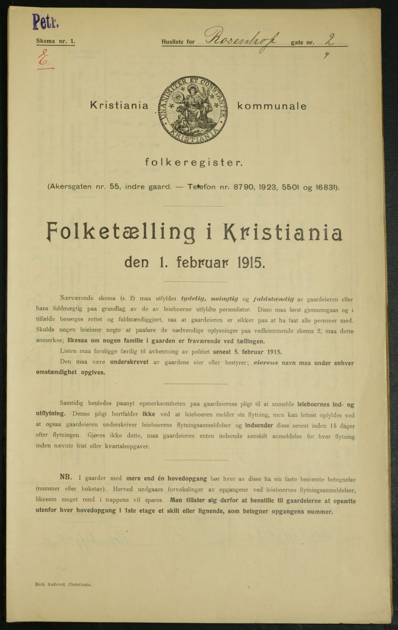 OBA, Kommunal folketelling 1.2.1915 for Kristiania, 1915, s. 83387