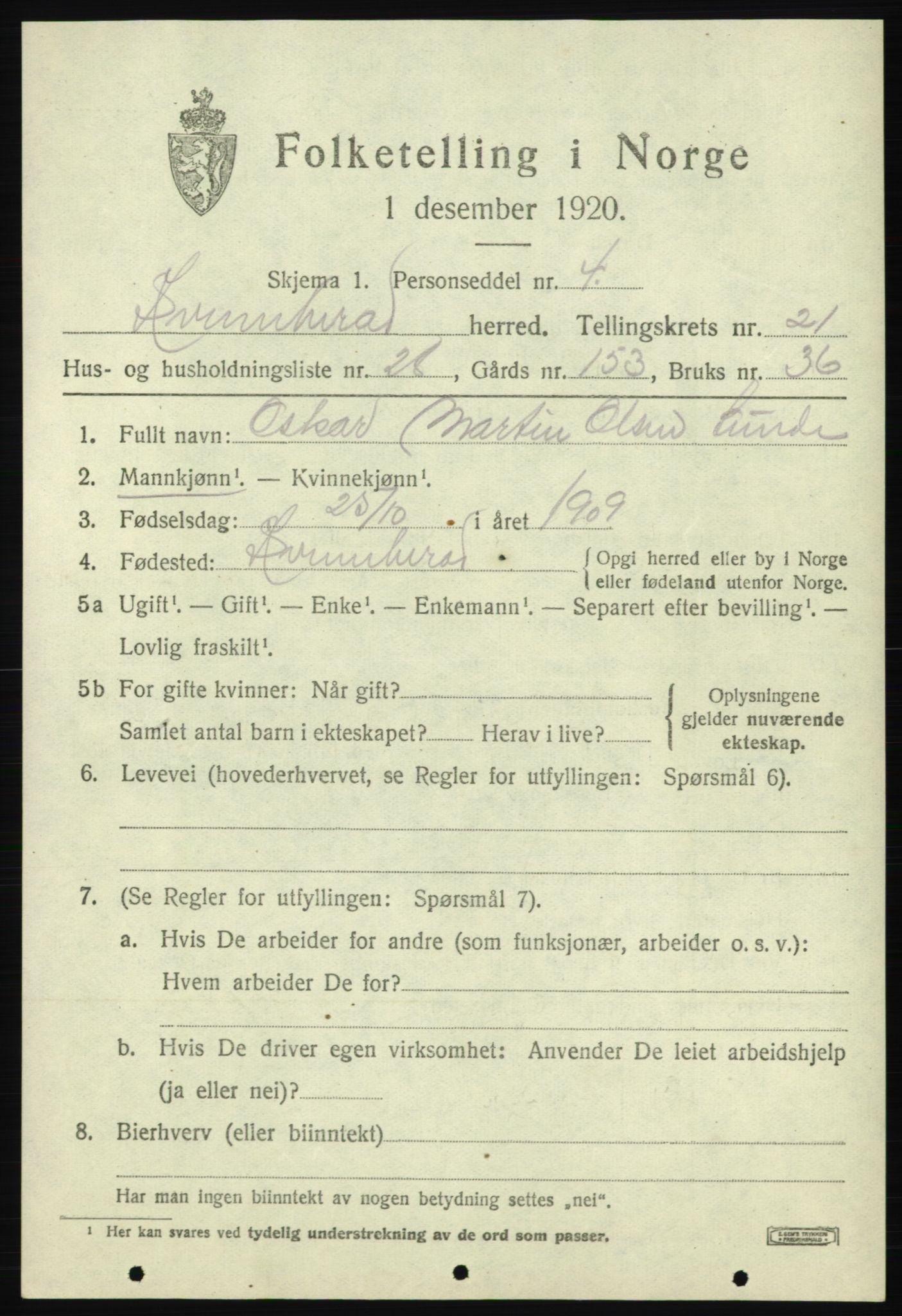 SAB, Folketelling 1920 for 1224 Kvinnherad herred, 1920, s. 13642