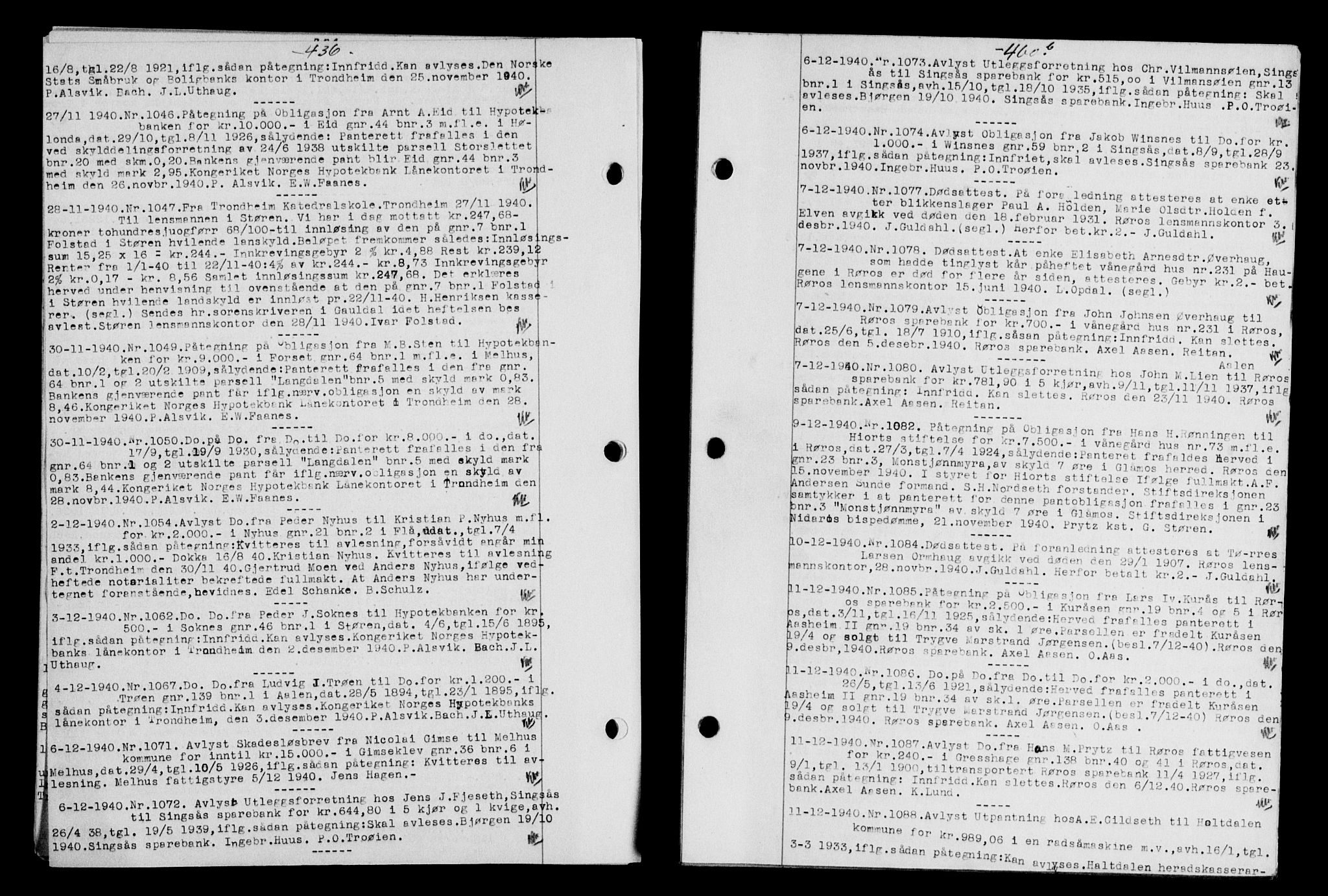 Gauldal sorenskriveri, SAT/A-0014/1/2/2C/L0052: Pantebok nr. 57, 1940-1941, Dagboknr: 1046/1940