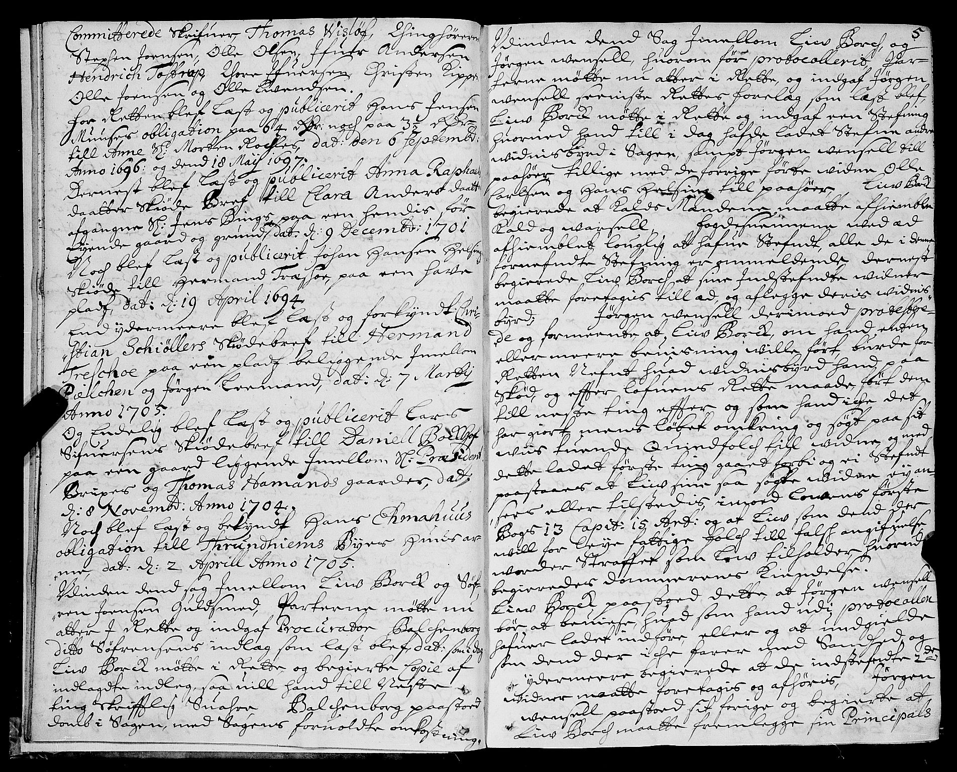 Trondheim byfogd, AV/SAT-A-0003/1/1/1A/L0026: Bytingsprotokoll - 26/3-4/3., 1705-1706, s. 4b-5a