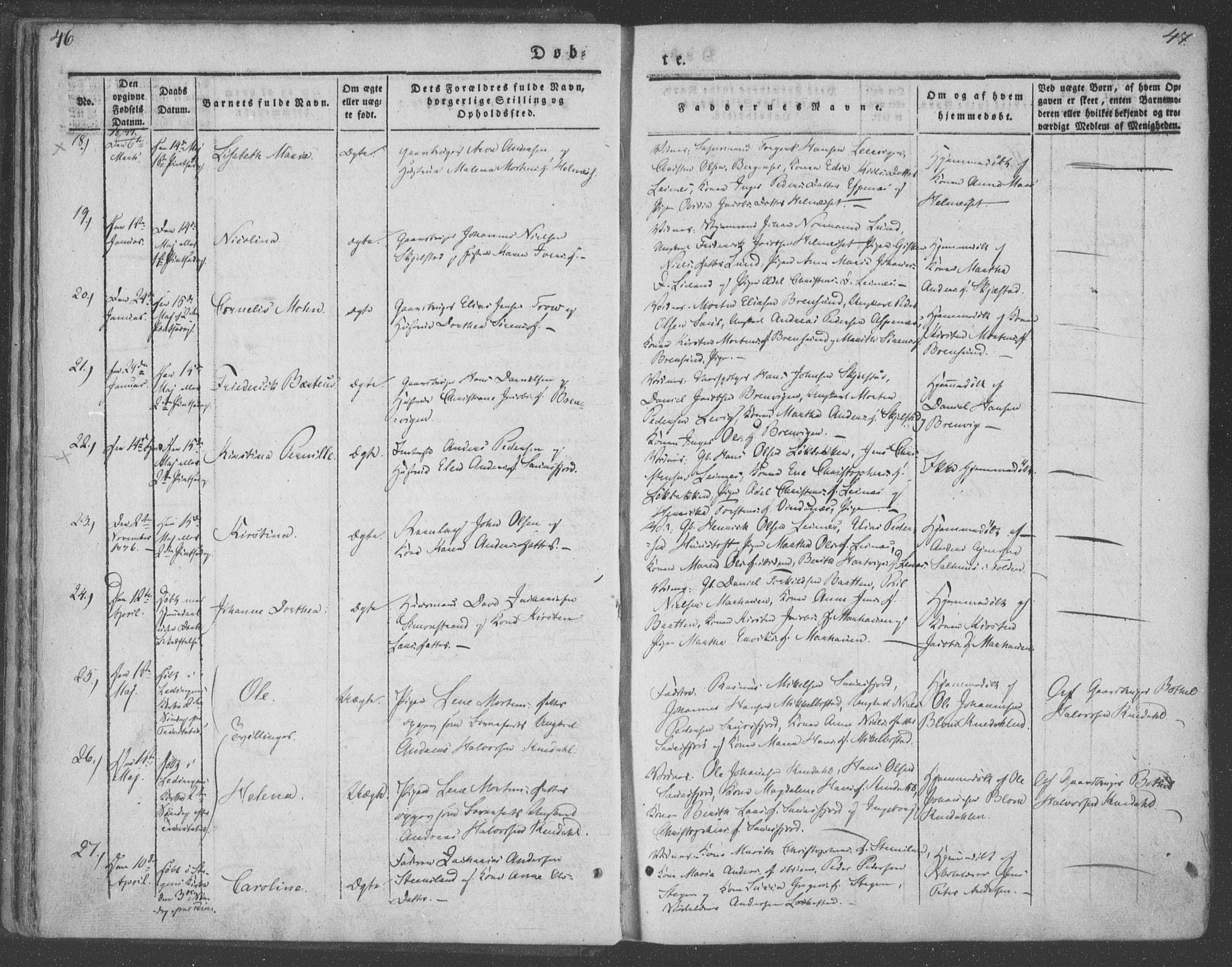 Ministerialprotokoller, klokkerbøker og fødselsregistre - Nordland, AV/SAT-A-1459/855/L0799: Ministerialbok nr. 855A07, 1834-1852, s. 46-47