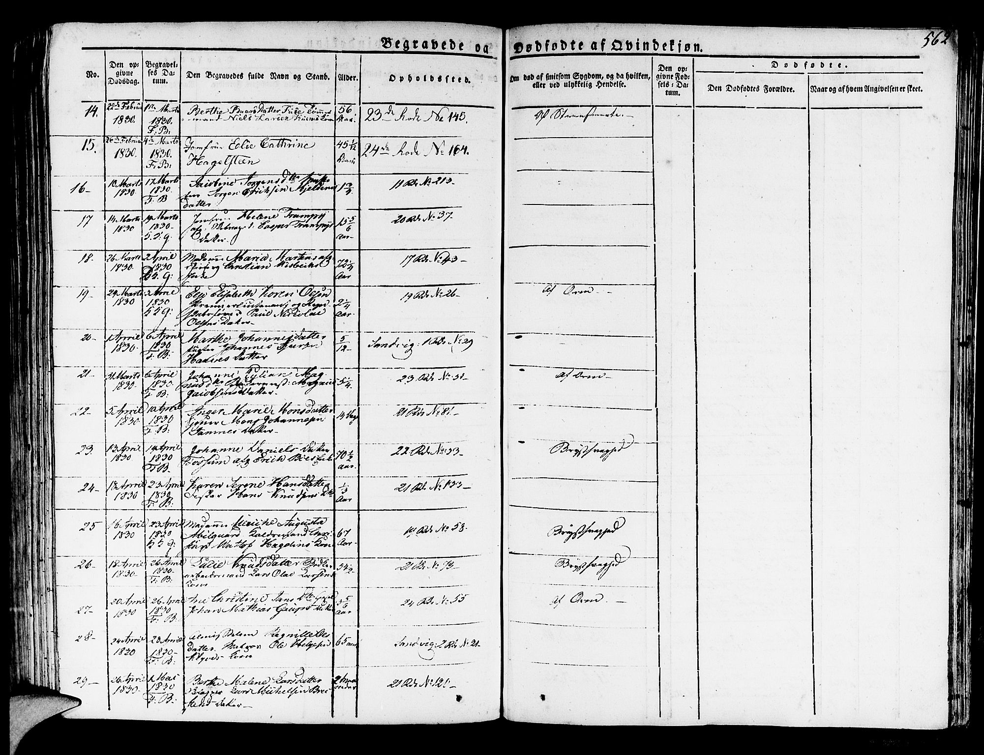 Korskirken sokneprestembete, AV/SAB-A-76101/H/Haa/L0014: Ministerialbok nr. A 14, 1823-1835, s. 562