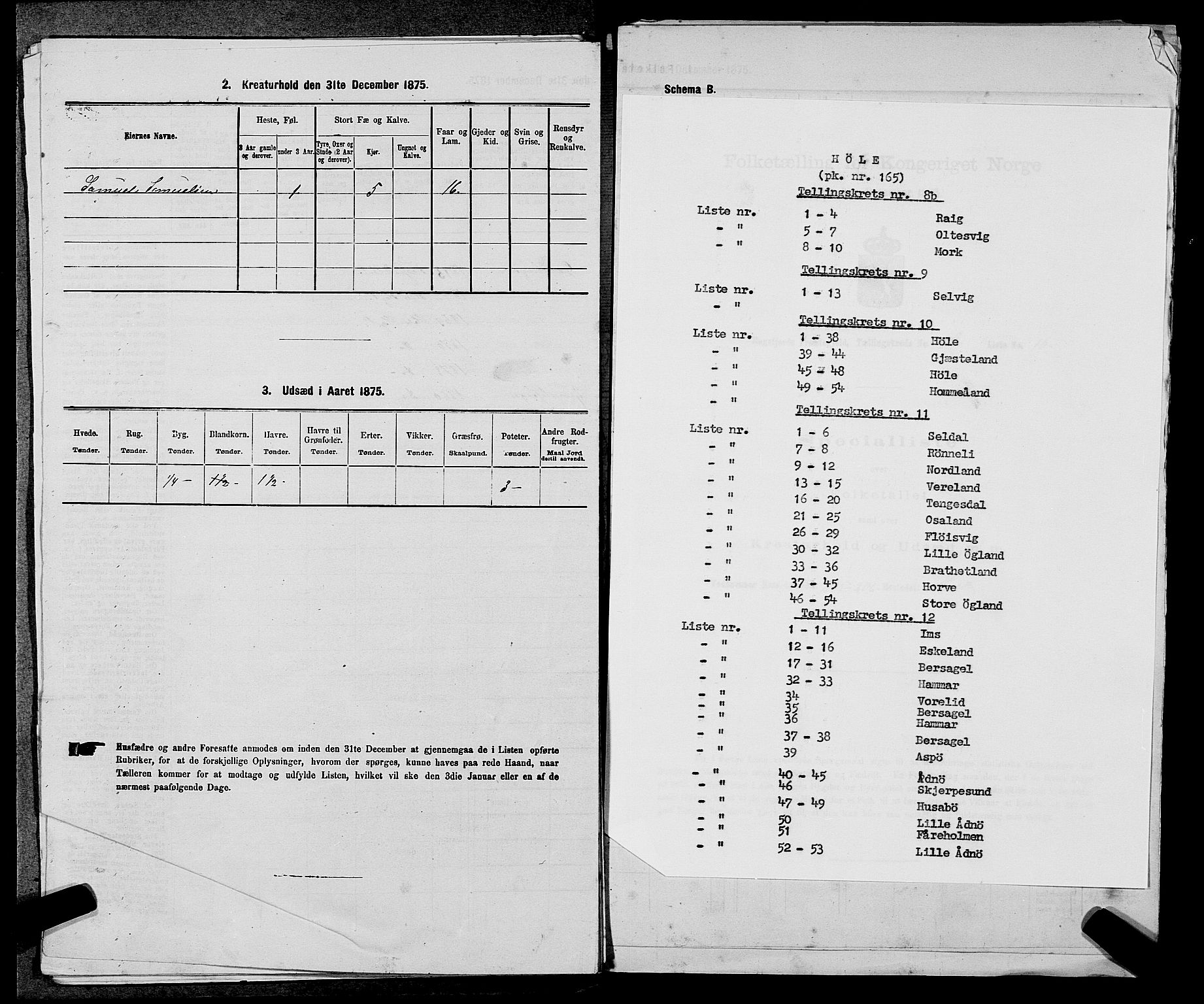 SAST, Folketelling 1875 for 1128P Høgsfjord prestegjeld, 1875, s. 735